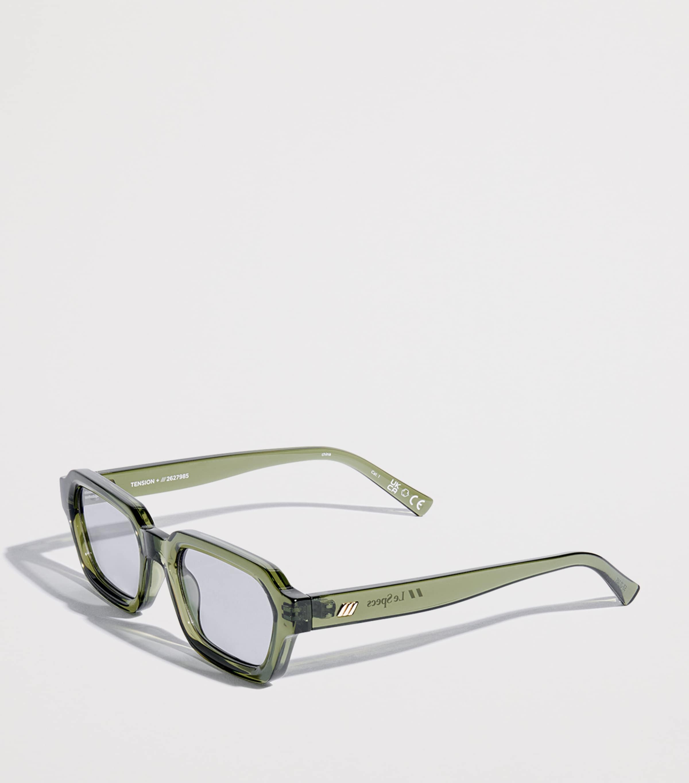 Le Specs Tension Rectangle Sunglasses Khakismoke Tint Image 2