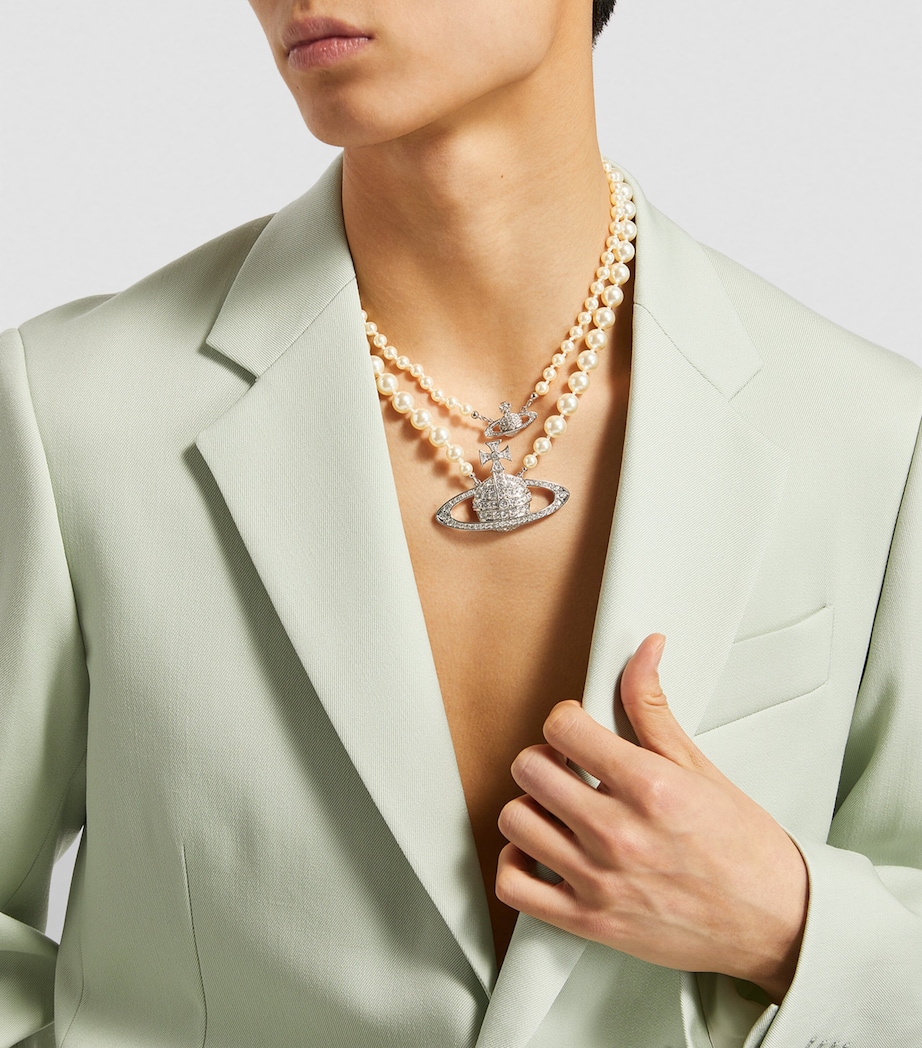 Pearl Bas Relief Necklace P104- PLAT/CRM/CRYST Image 3