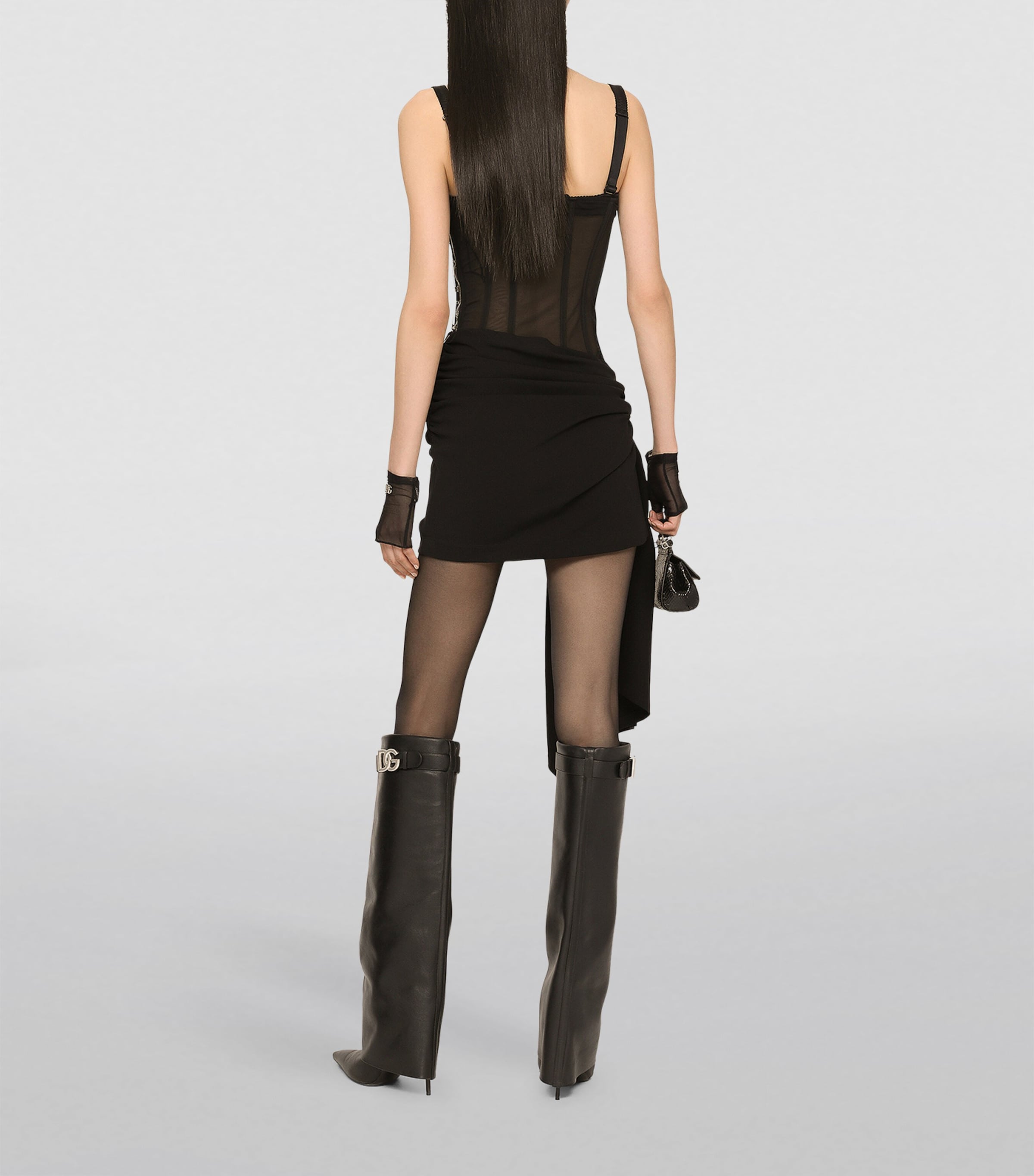 Dolce&Gabbana Womens Corset-Detail Mini Dress Black Image 3