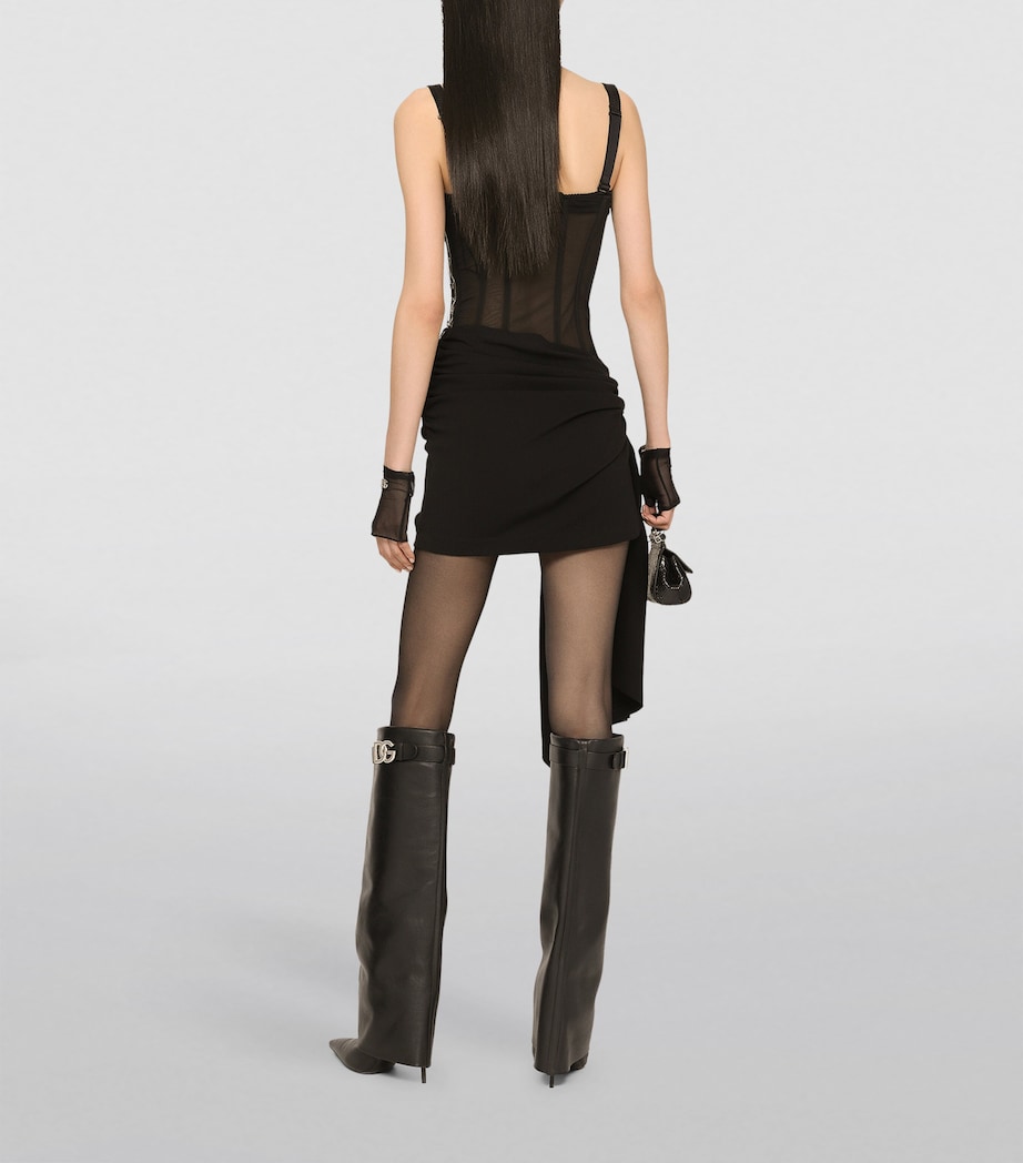 Corset-Detail Mini Dress N0000-BLACK Image 3