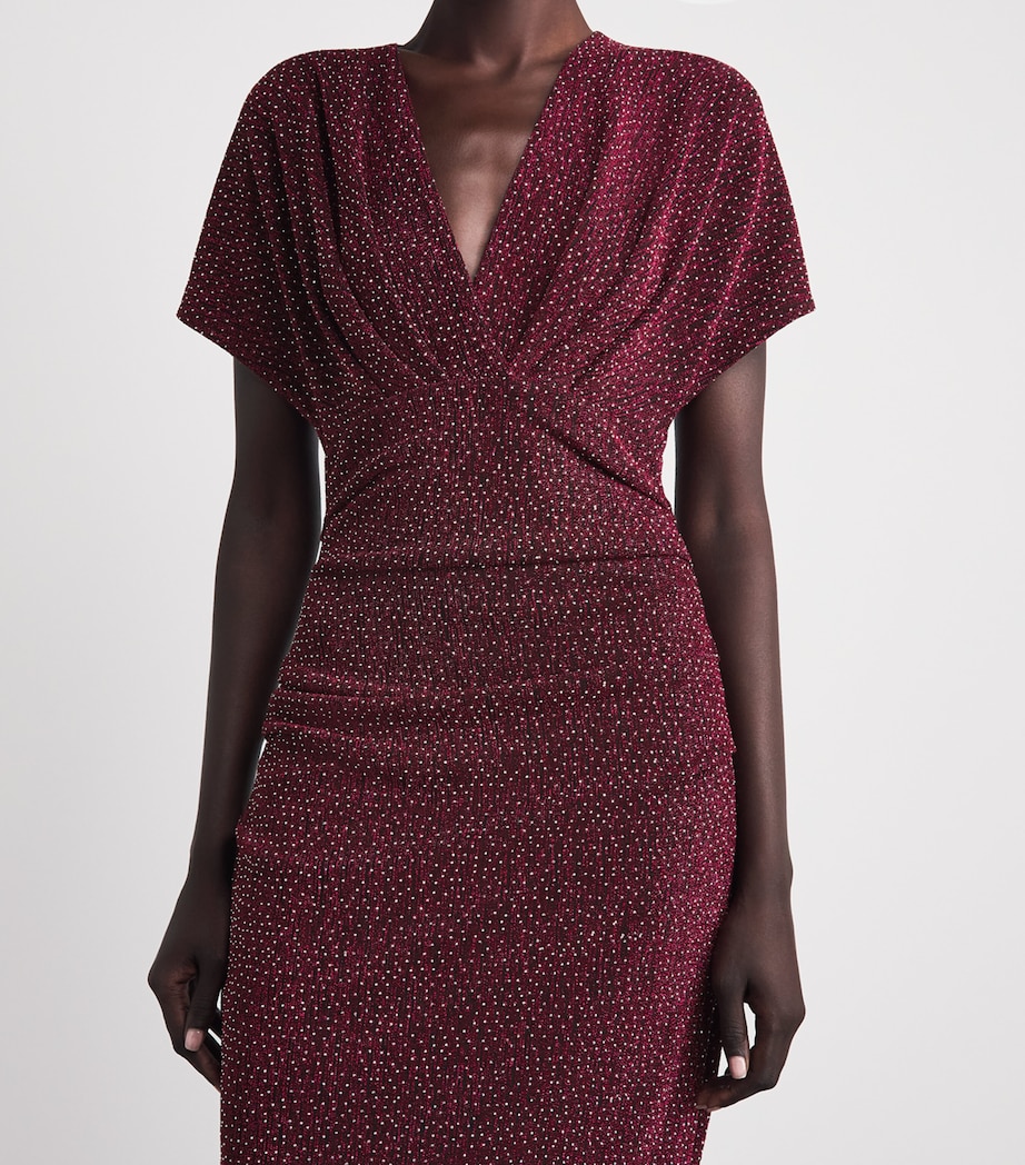Talbot Runhof Womens Rhinestone V-Neck Gown Cranberry Image 5