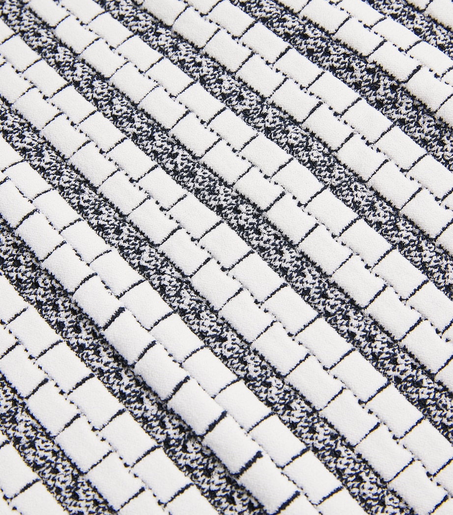 VALENTI Womens Knitted Midi Skirt White Blue Image 6