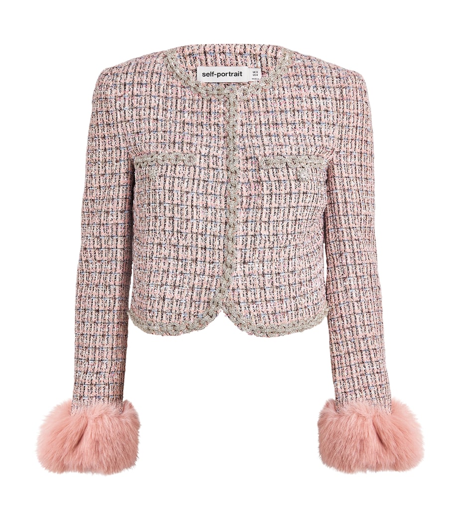 Bouclé Fur-Trim Jacket PINK Image 1