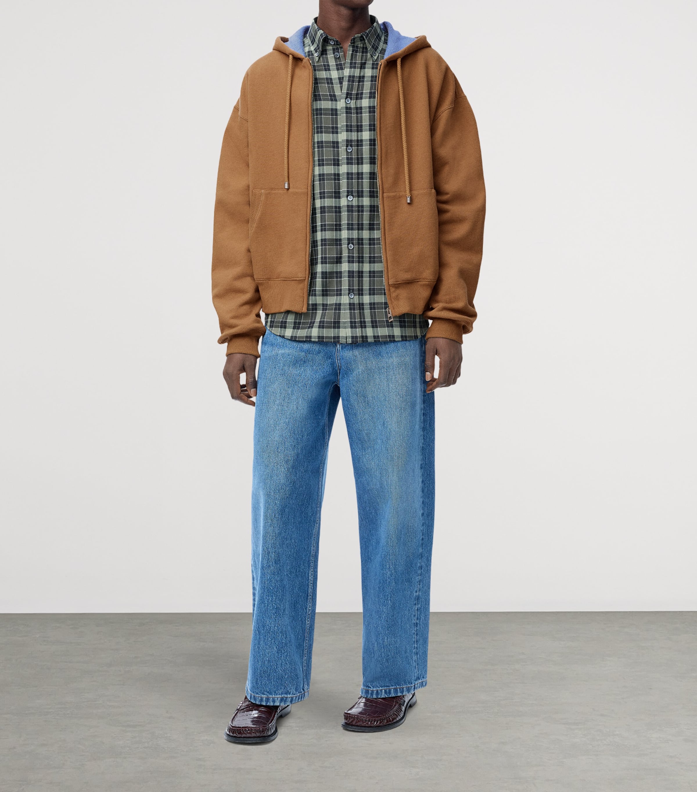 Cotton-Blend Anagram-Detail Hoodie BEIGE/BLUE Image 4