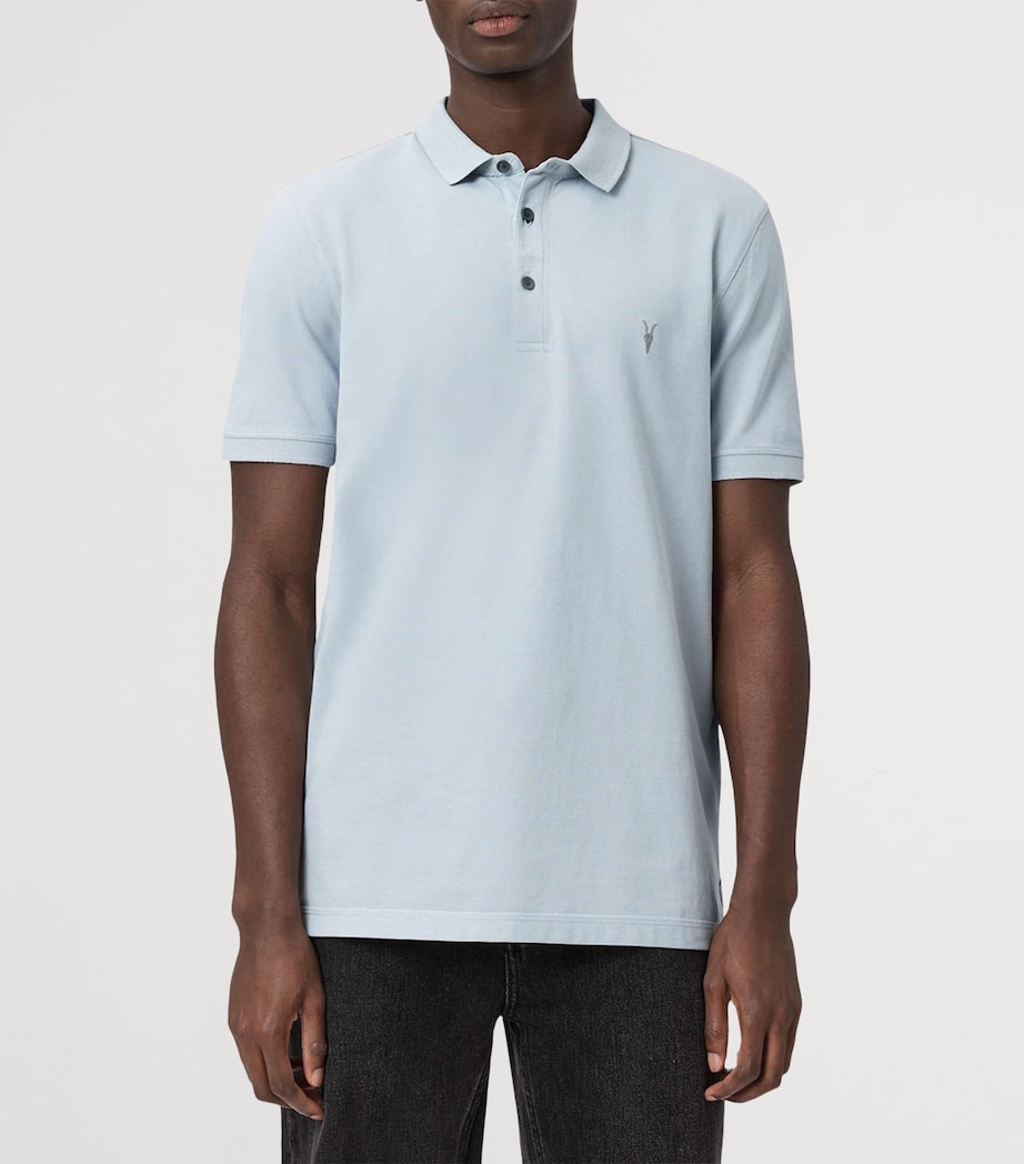 AllSaints Mens Organic Cotton Reform Polo Shirt Misty Blue Image 3