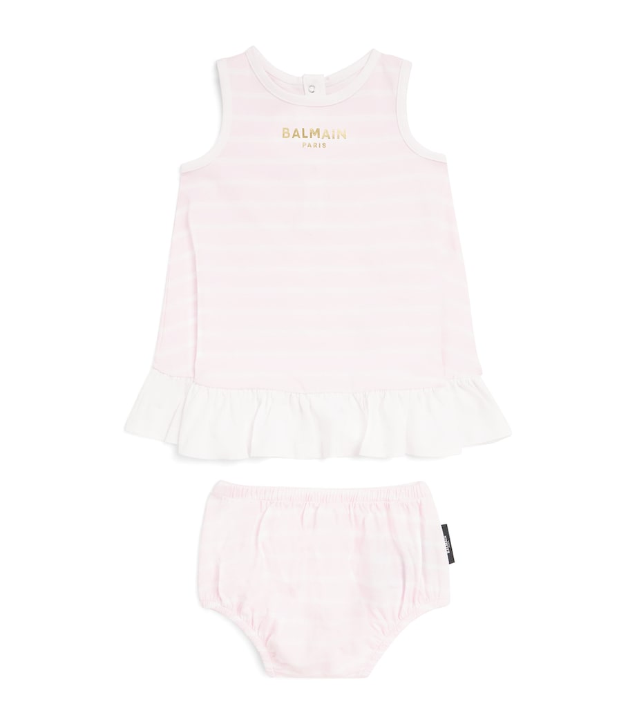 Cotton Stripe Dress and Bloomers (6-36 Months) 51EBC ROSA/BIANCO Image 1