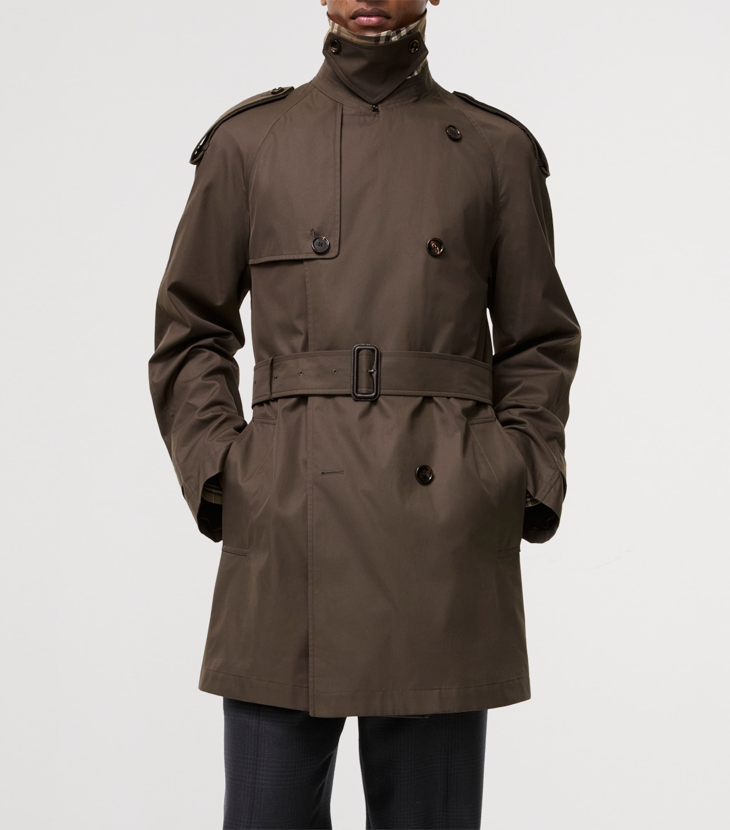 Burberry Mens Cotton Gabardine Leadenham Trench Coat Estuary Brown Image 3