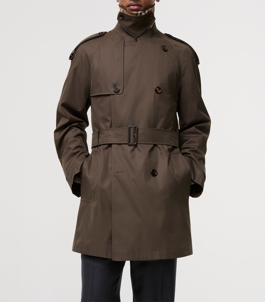 Burberry Mens Cotton Gabardine Leadenham Trench Coat Estuary Brown Image 3