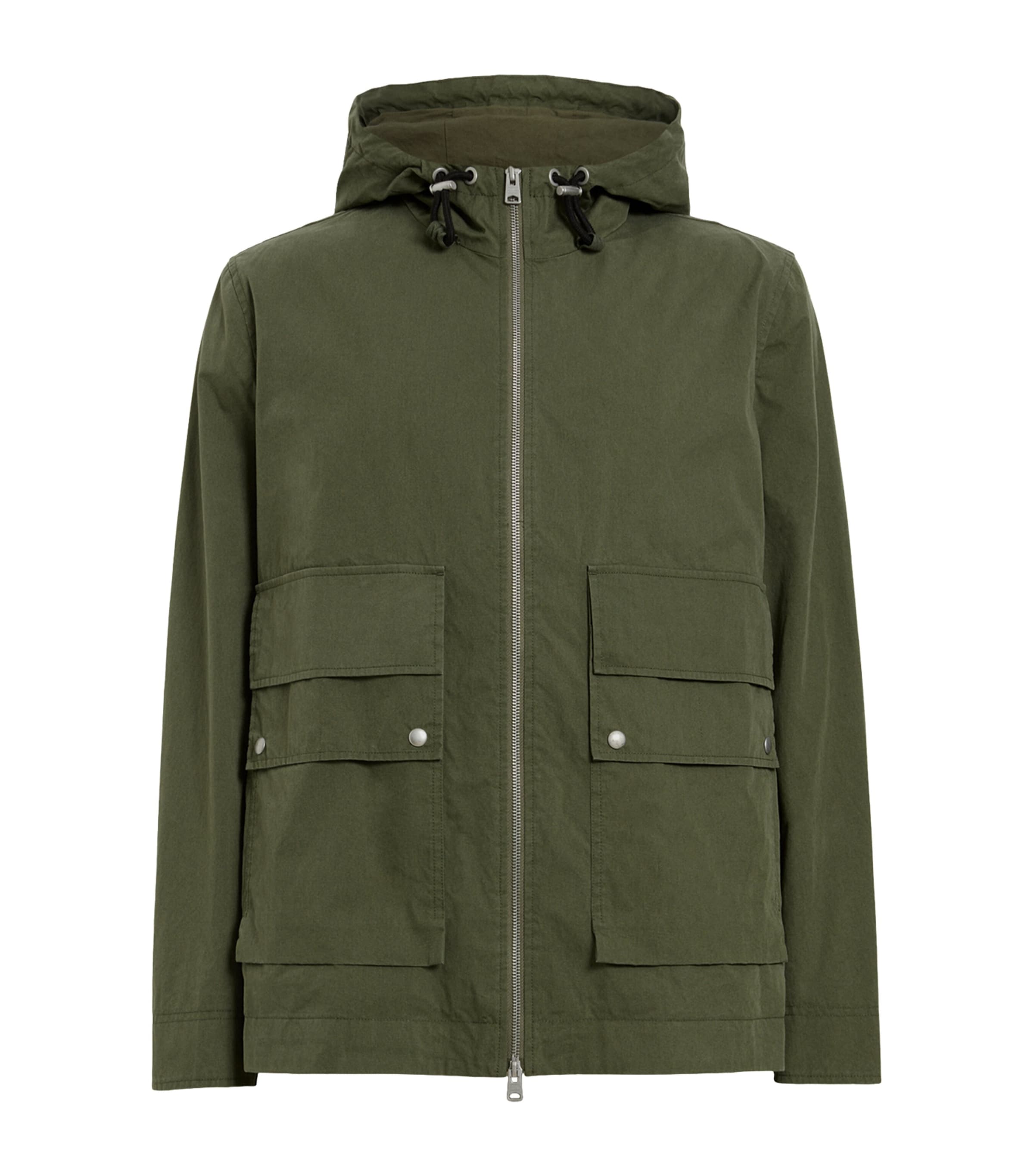 Allsaints Mens Khaki Green Morton Hooded Cotton Blend Jacket In Green