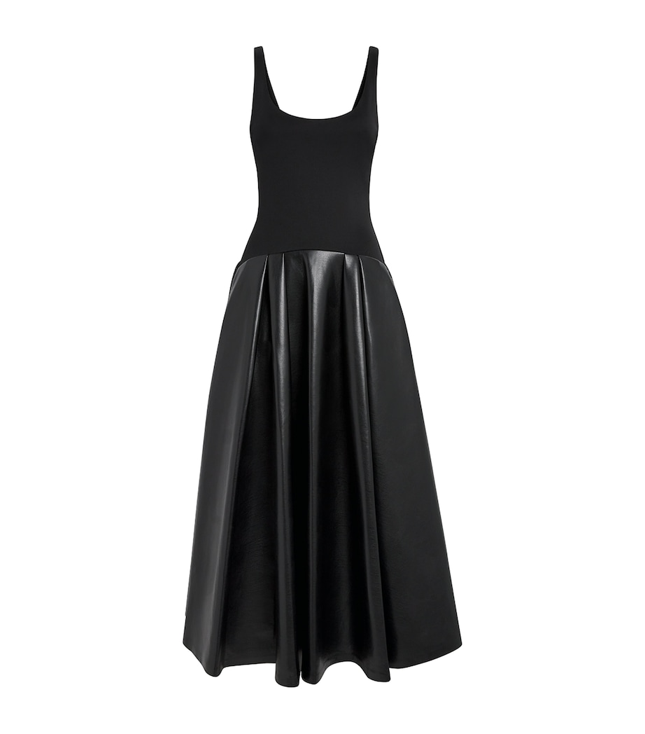 Scuba-Faux Leather Adley Dress A001 - BLACK Image 1