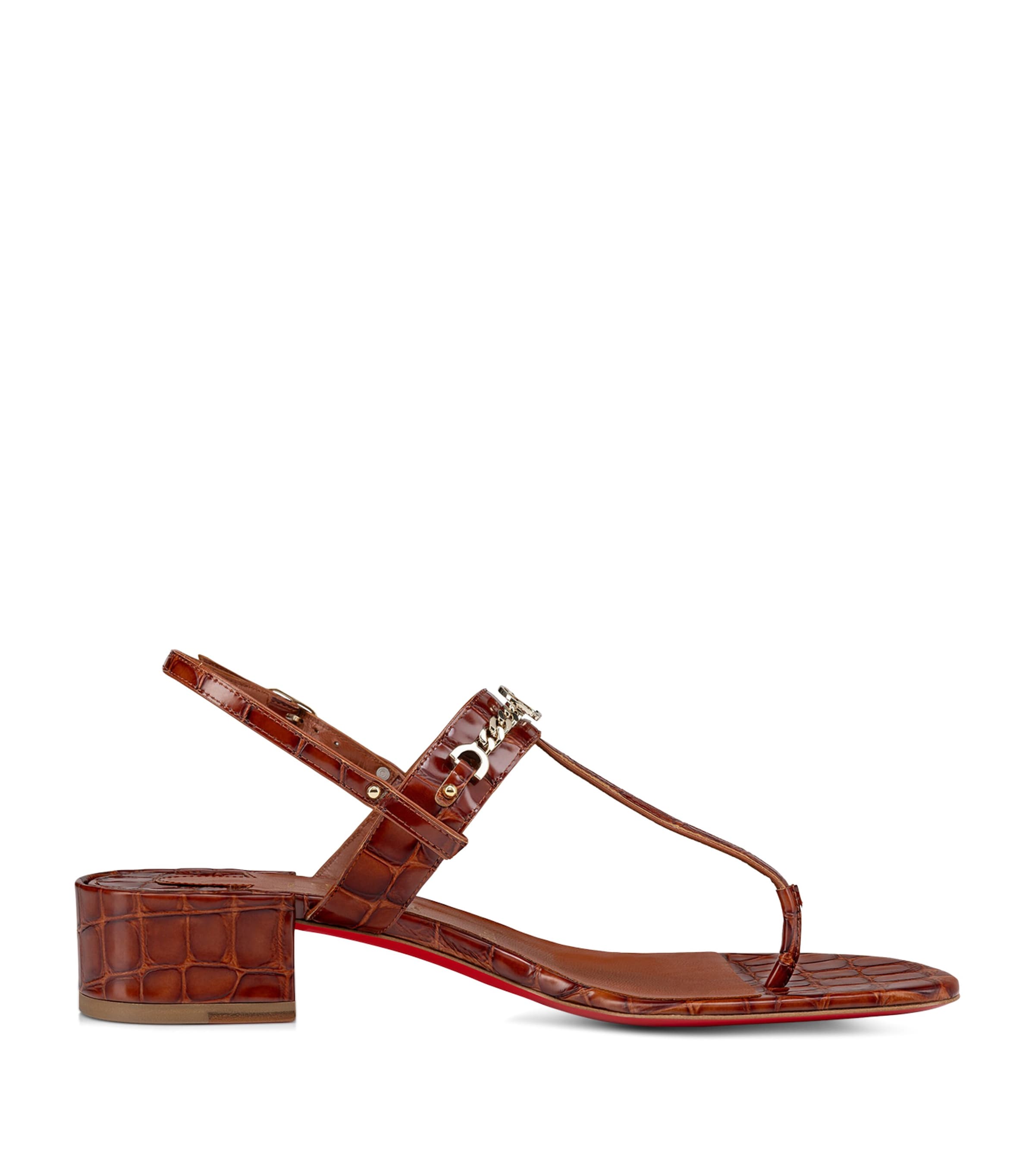 Shop Christian Louboutin Leather Mj Thong Sandals 25 In Brown