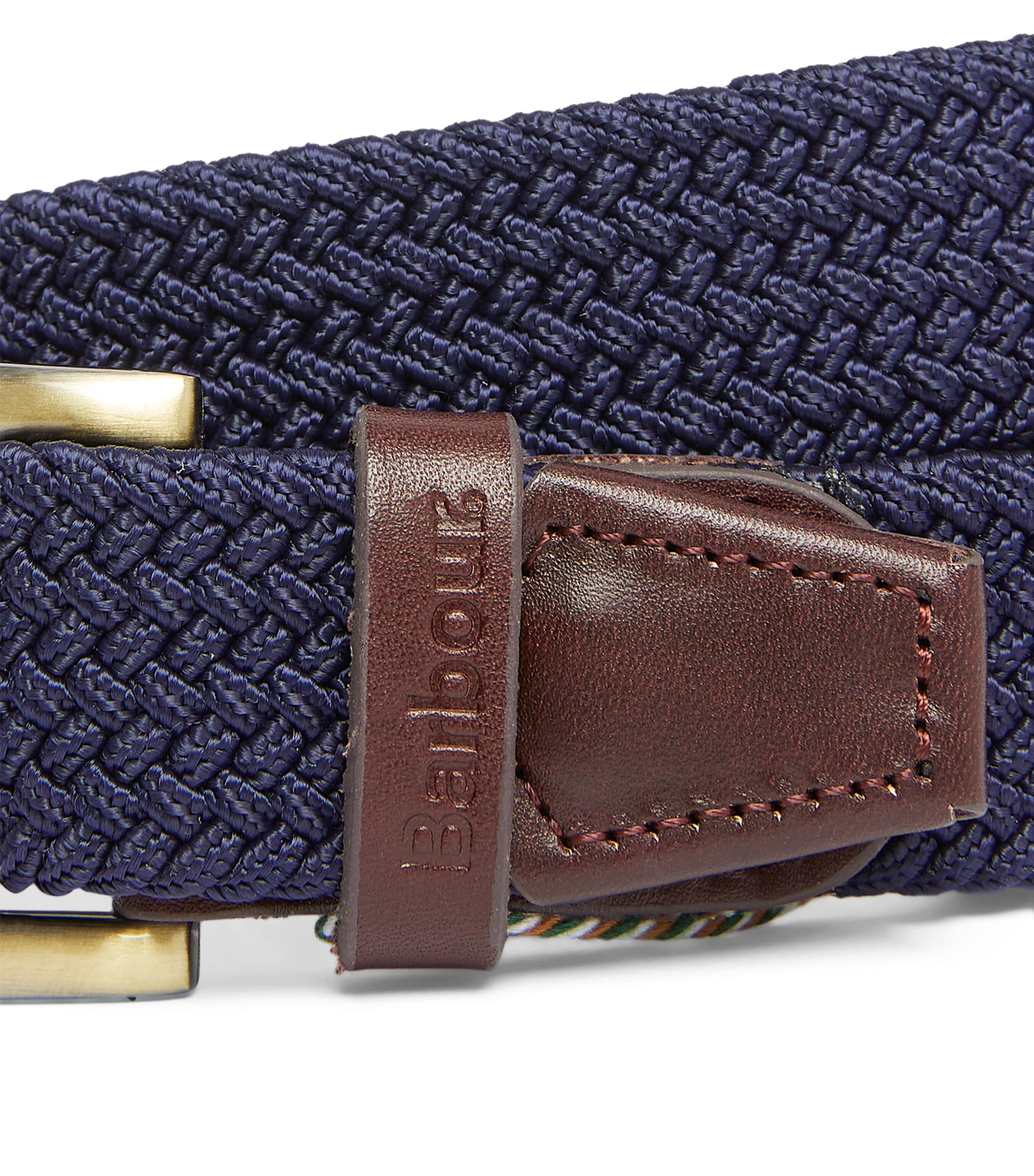 Leather-Trimmed Woven Belt NAVY Image 3