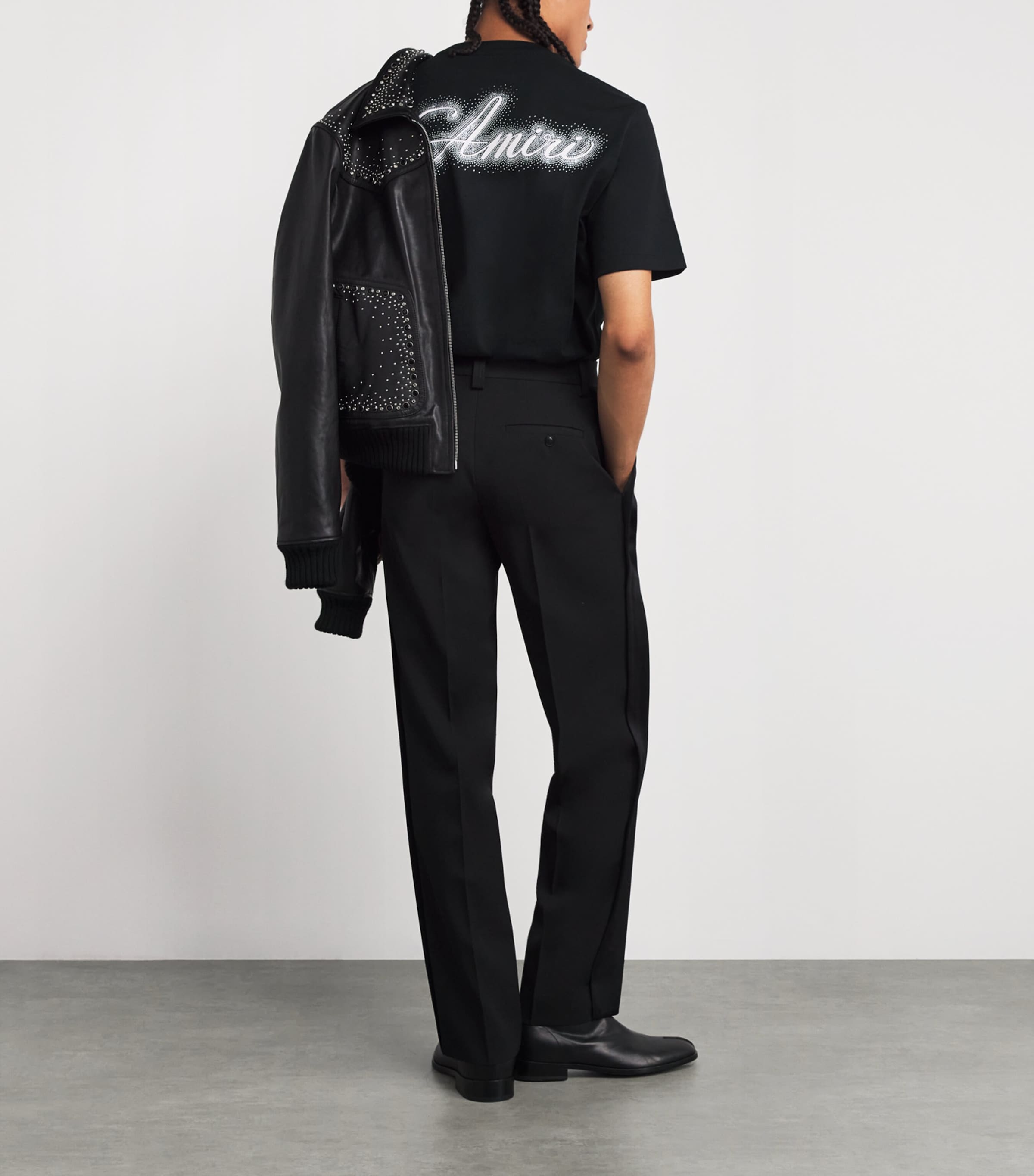 AMIRI Mens Cotton Crystal-Logo T-Shirt Black Image 2