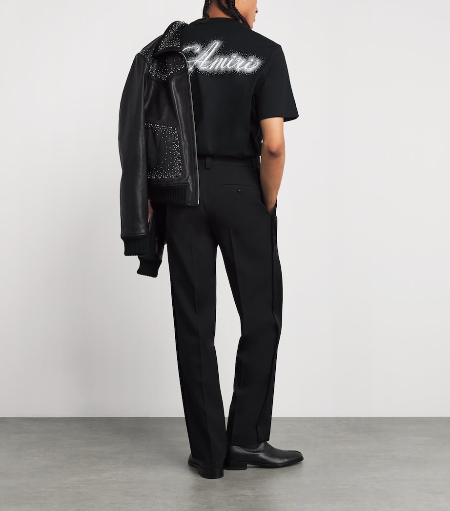 AMIRI Mens Cotton Crystal-Logo T-Shirt Black Image 2