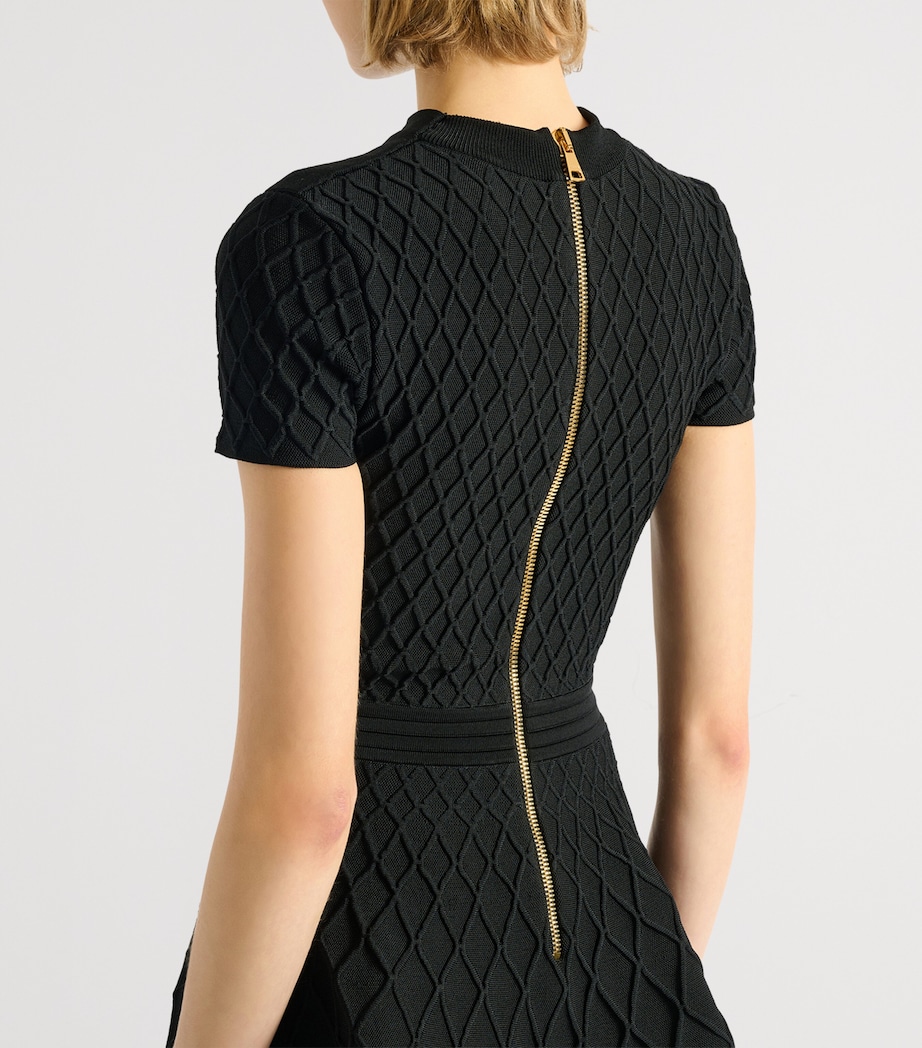 Balmain Womens Knitted Flared Mini Dress Noir Image 5