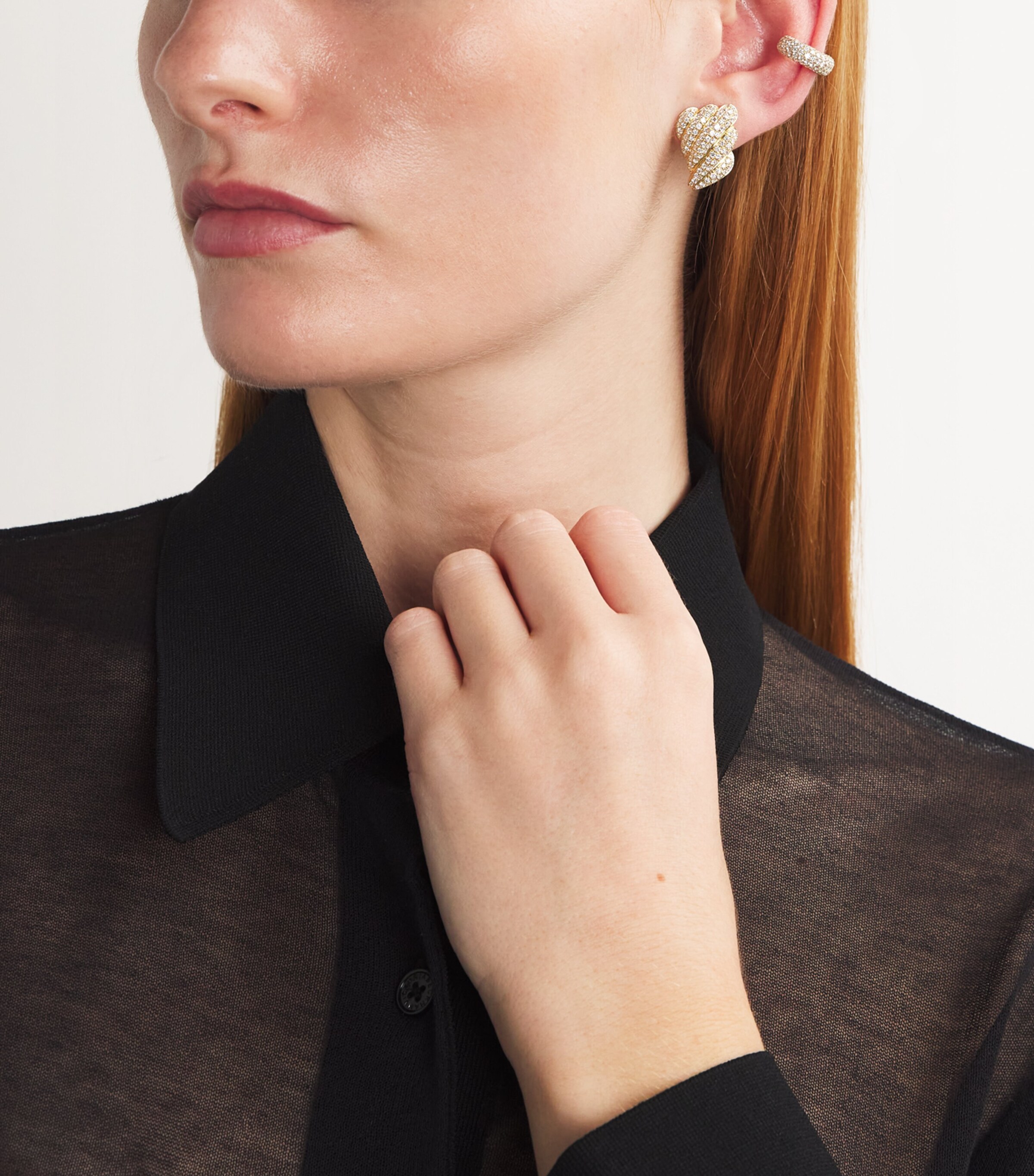 Anita Ko Yellow Gold and Diamond Croissant Earrings Yellow Gold Image 5