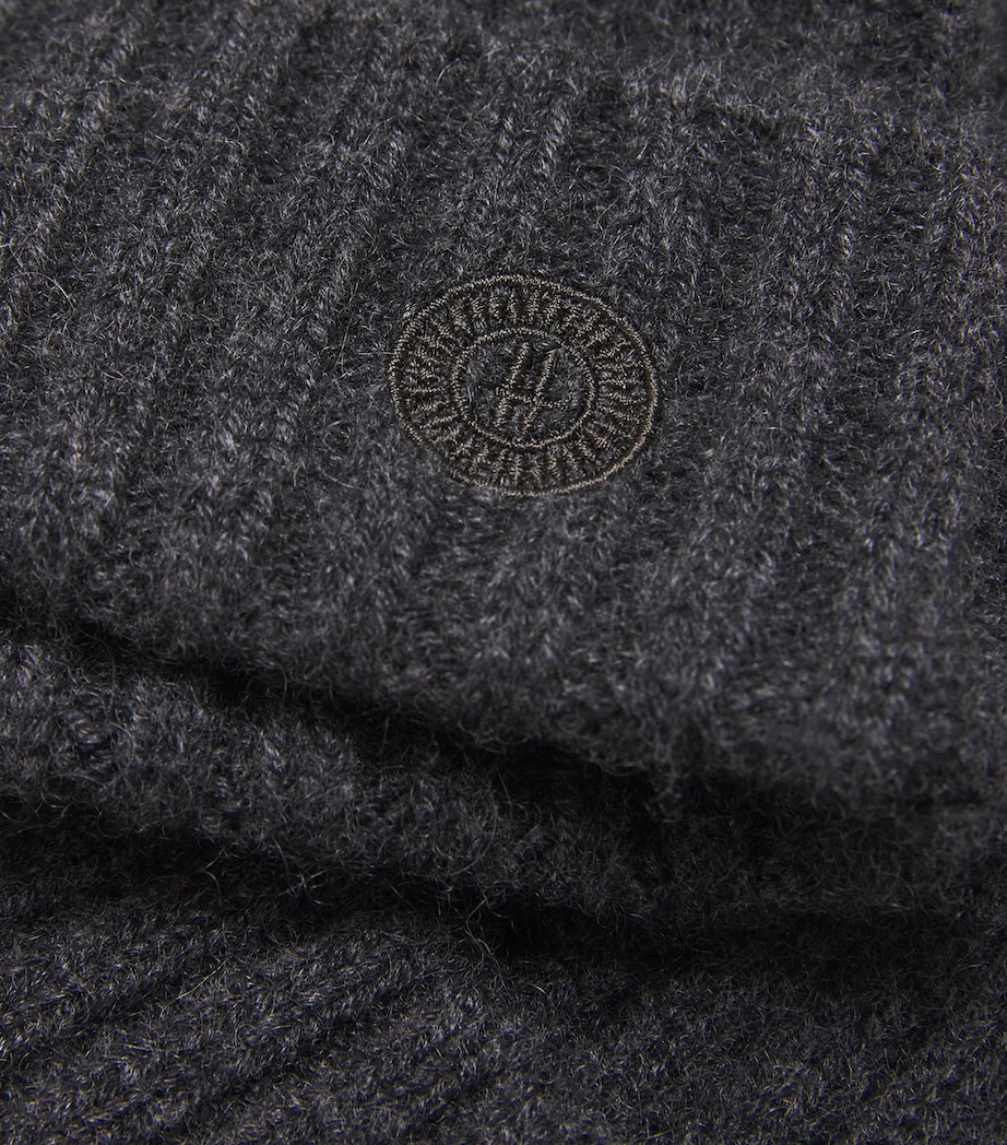 Cashmere Ribbed Beanie BLACK Image 3