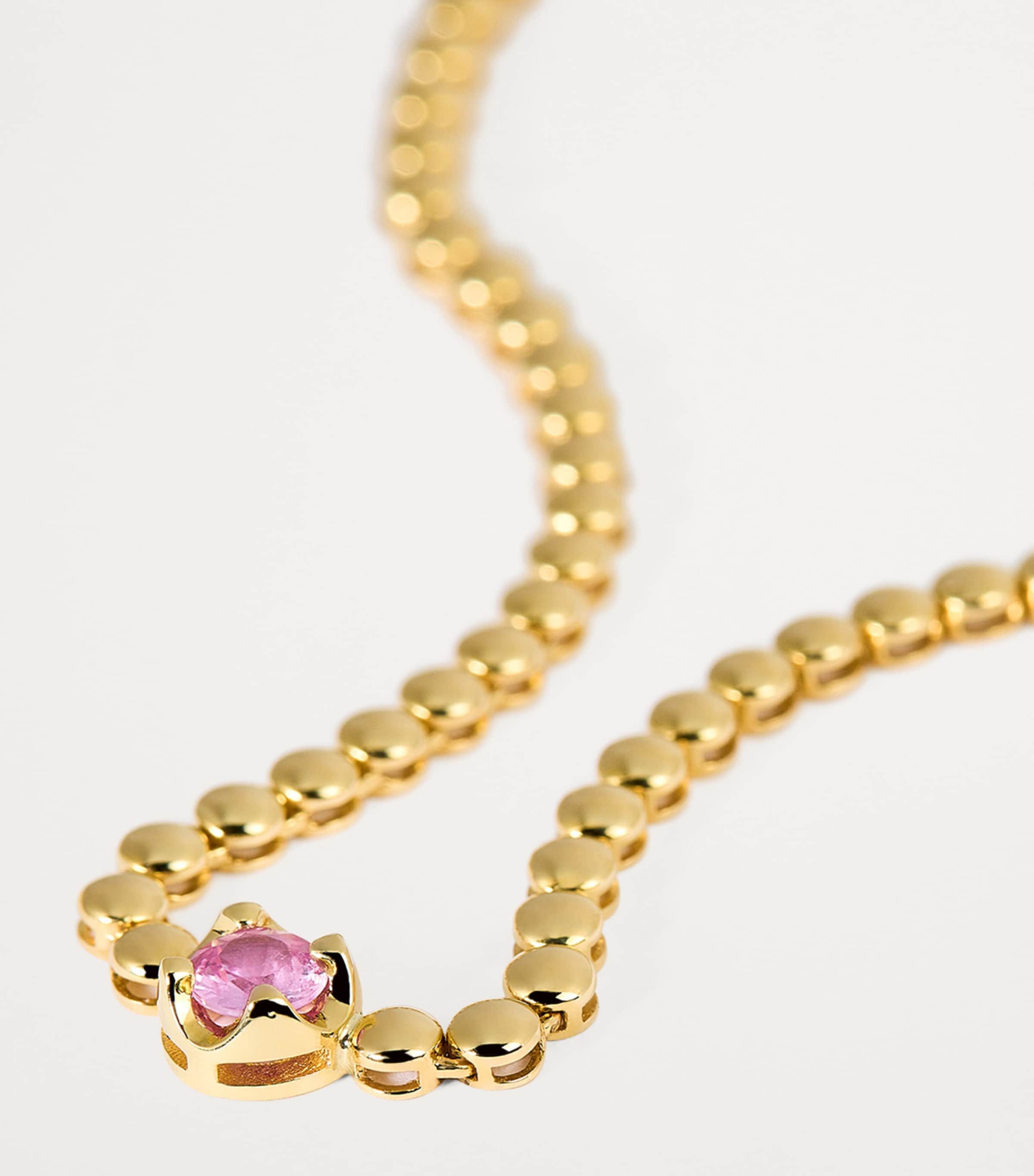 Yellow Gold and Pink Sapphire Illusion Tennis Necklace YELLOW GOLD Image 3