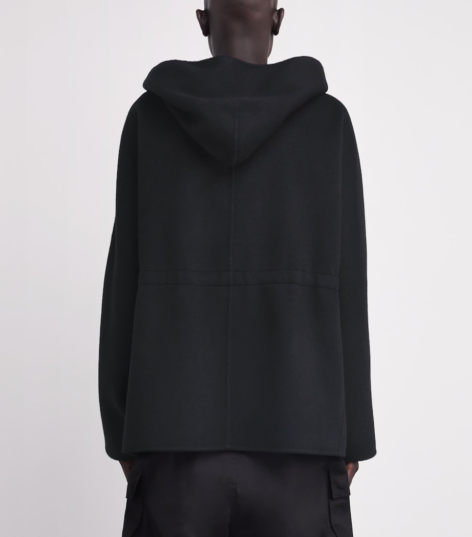 Cashmere Double-Faced Tunic Hoodie BLACK Image 4