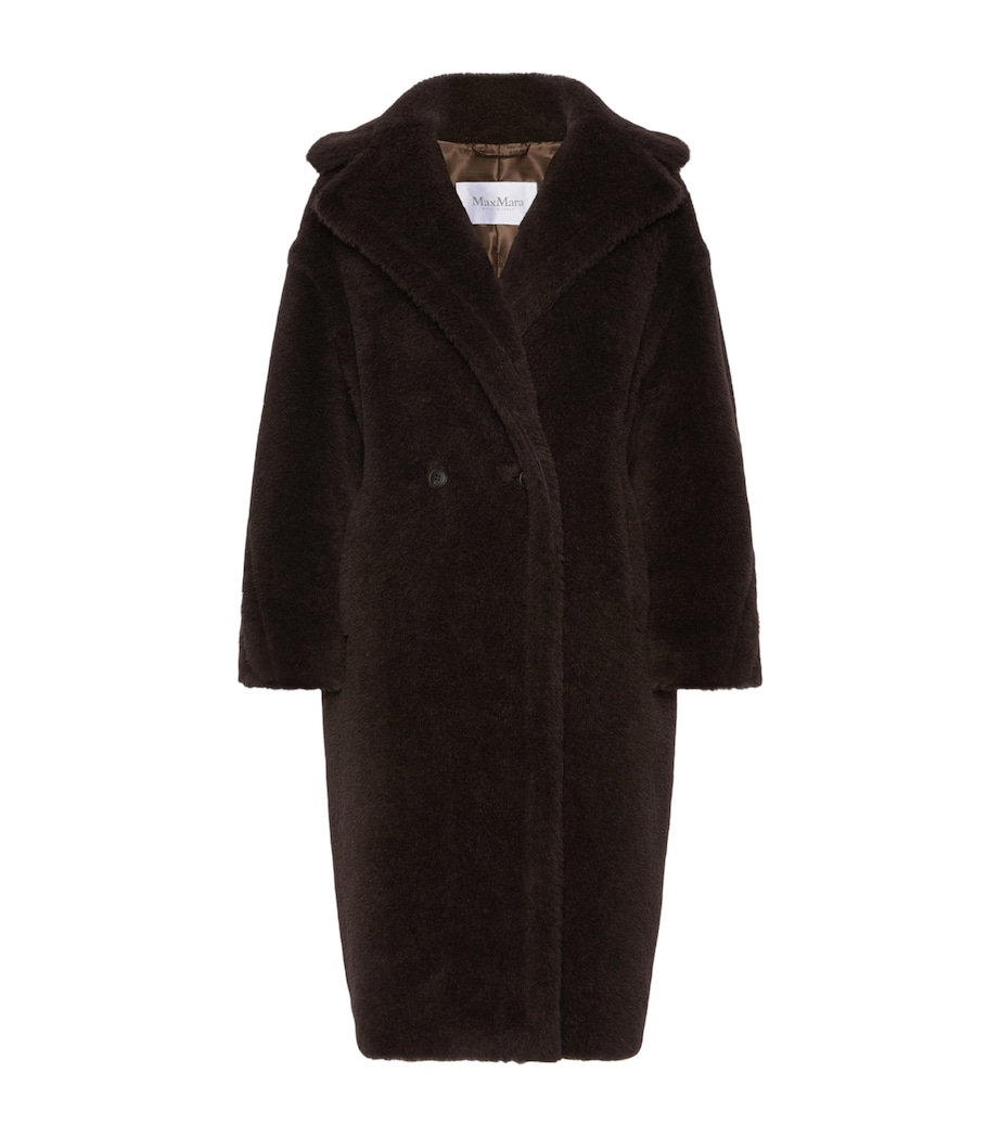 Max Mara Womens Alpaca-Wool-Silk Teddy Bear Icon Coat Dark Brown Image 1