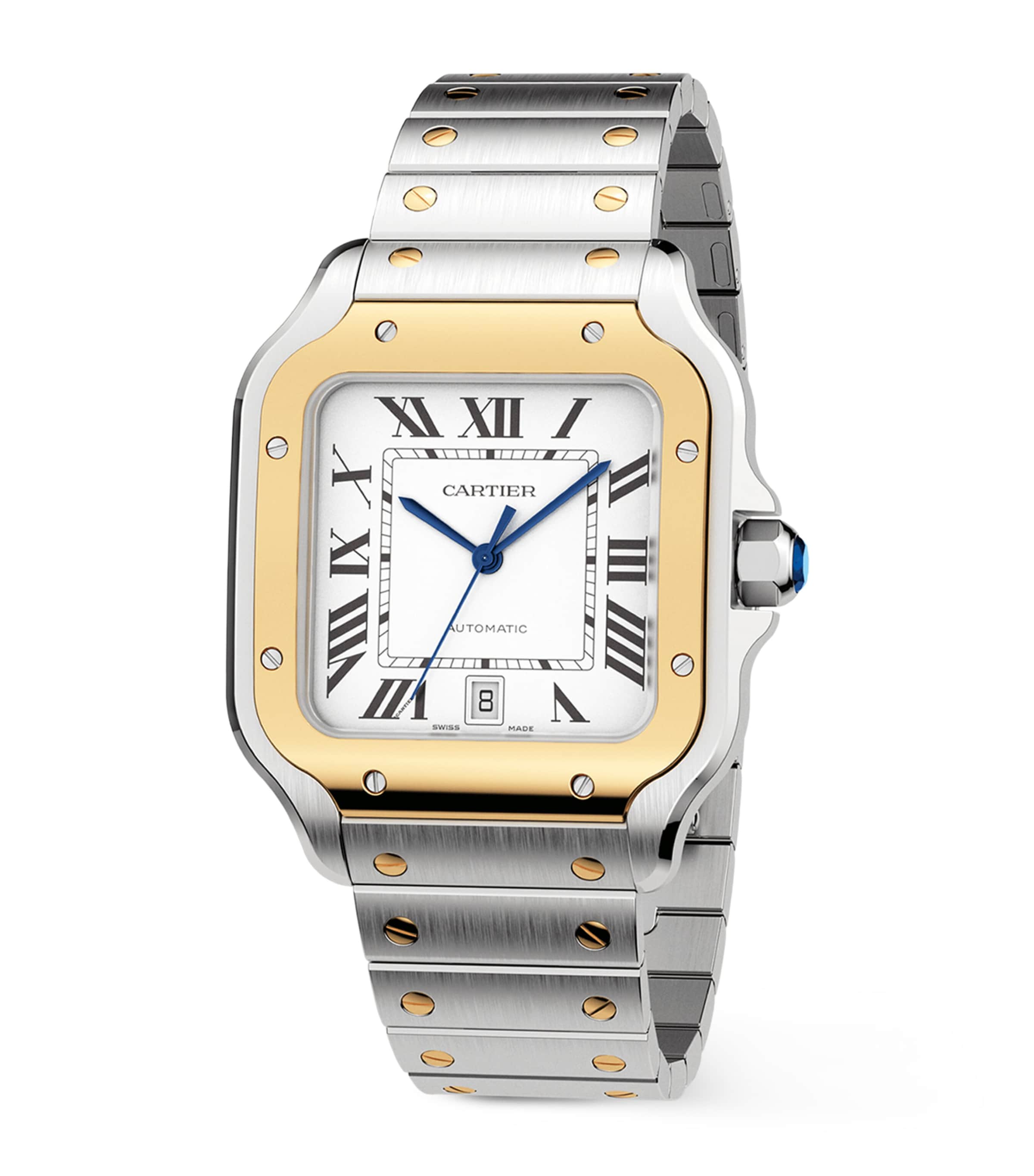 Stainless Steel and Yellow Gold Santos de Cartier Watch 39.8mm WHITE Image 3