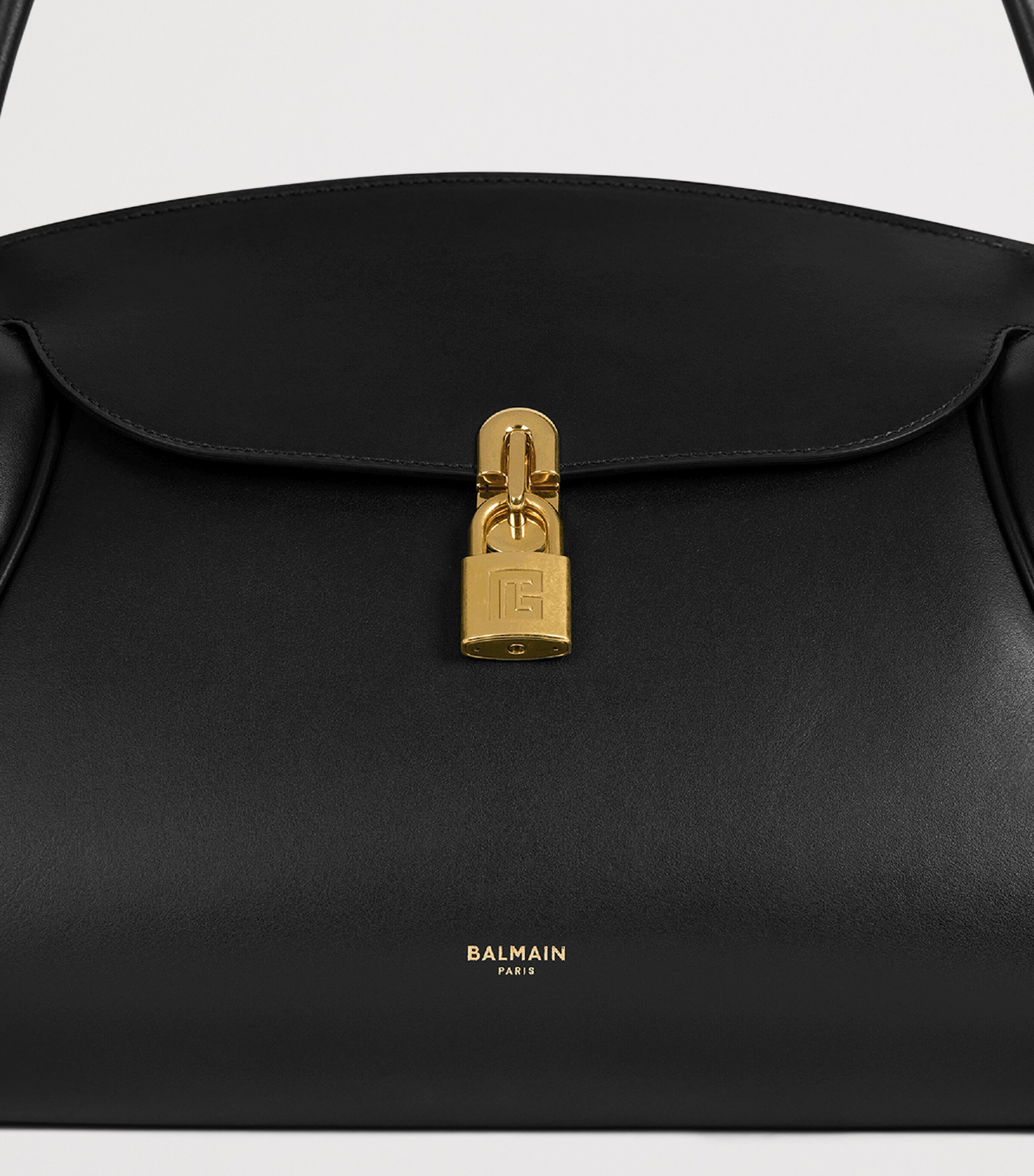Balmain Womens Medium Leather Pulse Day Top-Handle Bag Noir Image 8