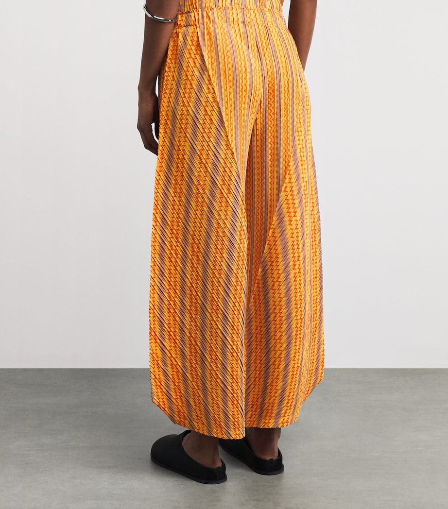 Pleats Please Issey Miyake Womens Cotton-Blend Zigzag Trousers Yellow Orange Image 5