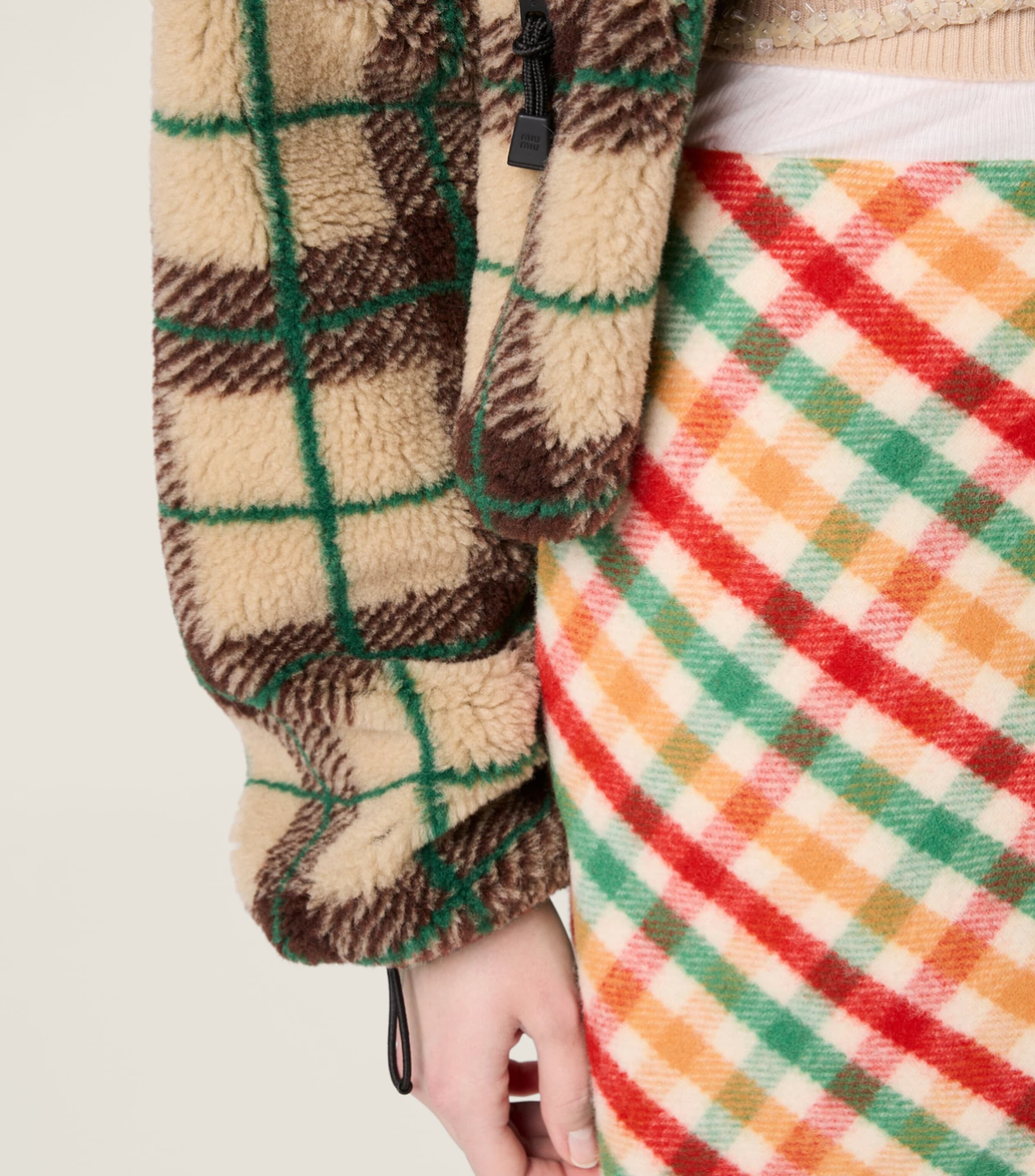 Check Teddy Fleece Jacket F042Q Image 5