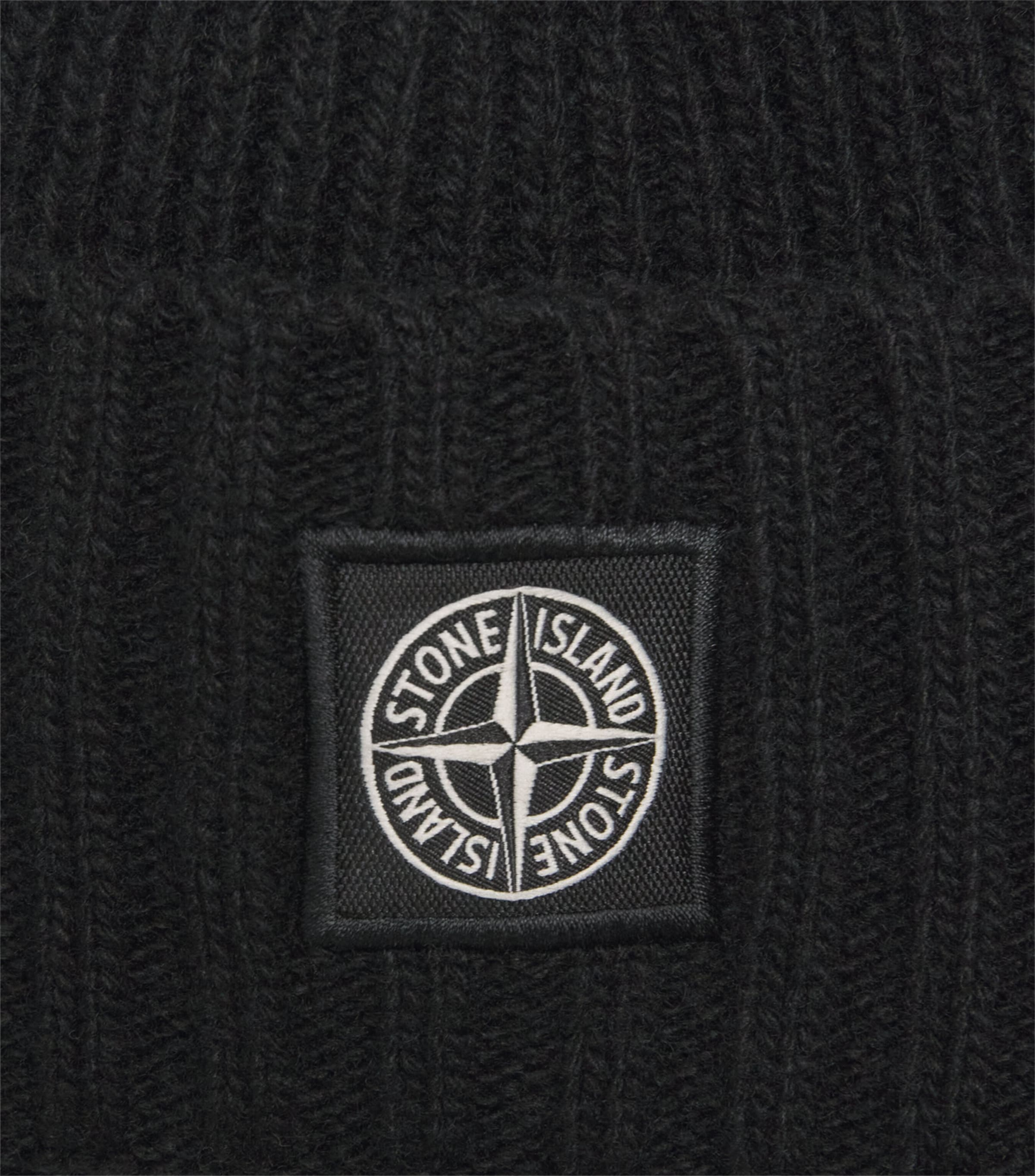Stone Island Junior Wool-Blend Logo Beanie Black Image 3