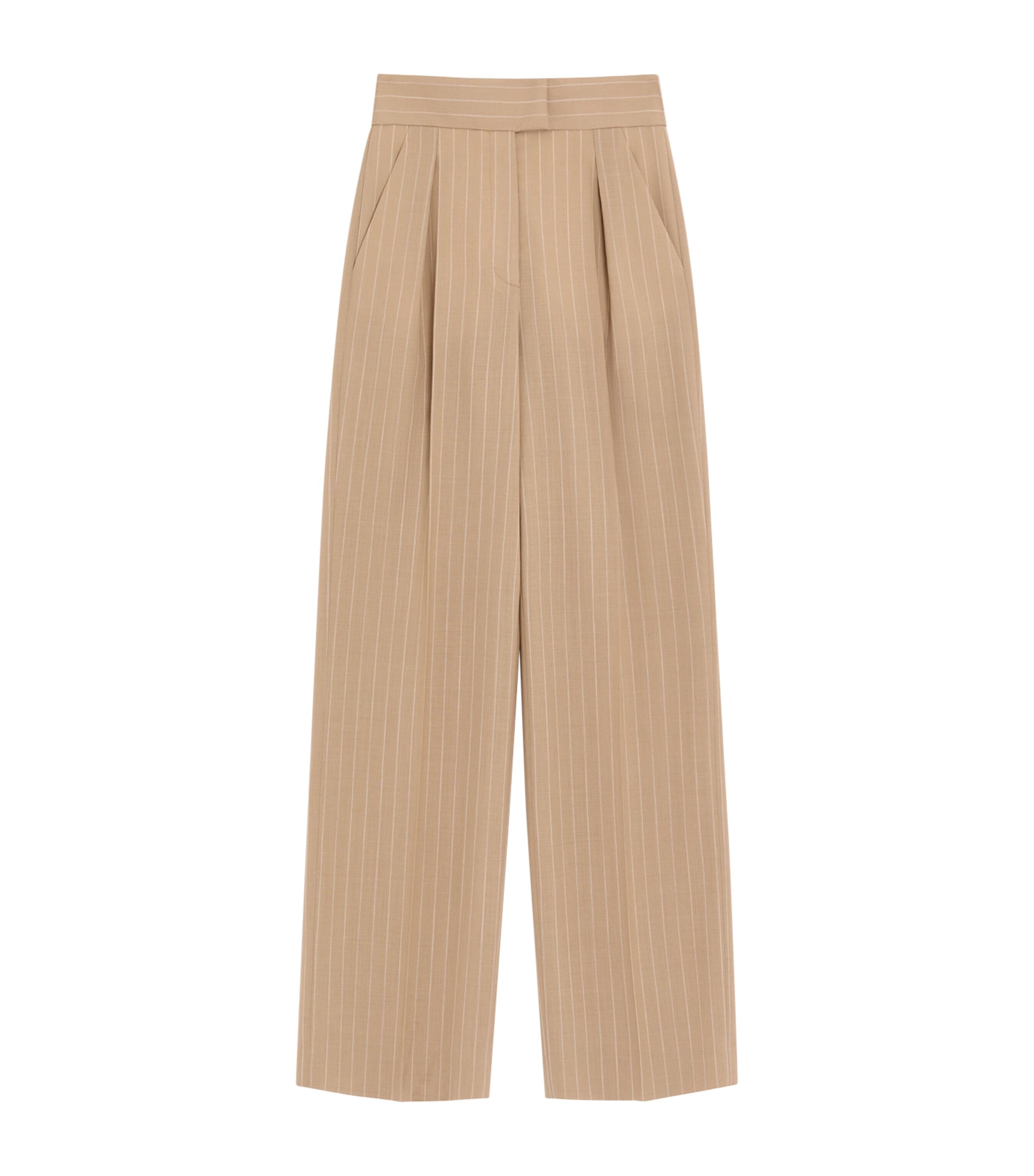 Valentino Womens Wool Pinstripe Wide-Leg Trousers Image 1