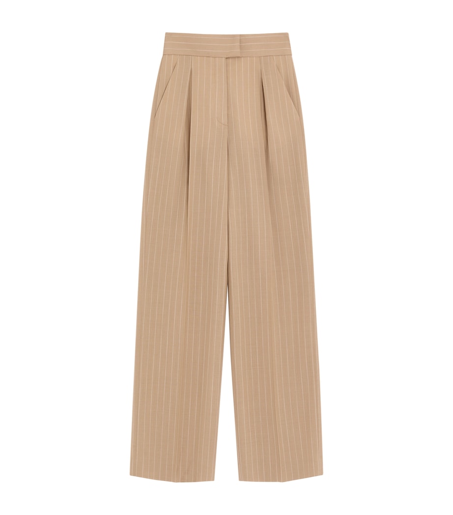 Valentino Womens Wool Pinstripe Wide-Leg Trousers Image 1