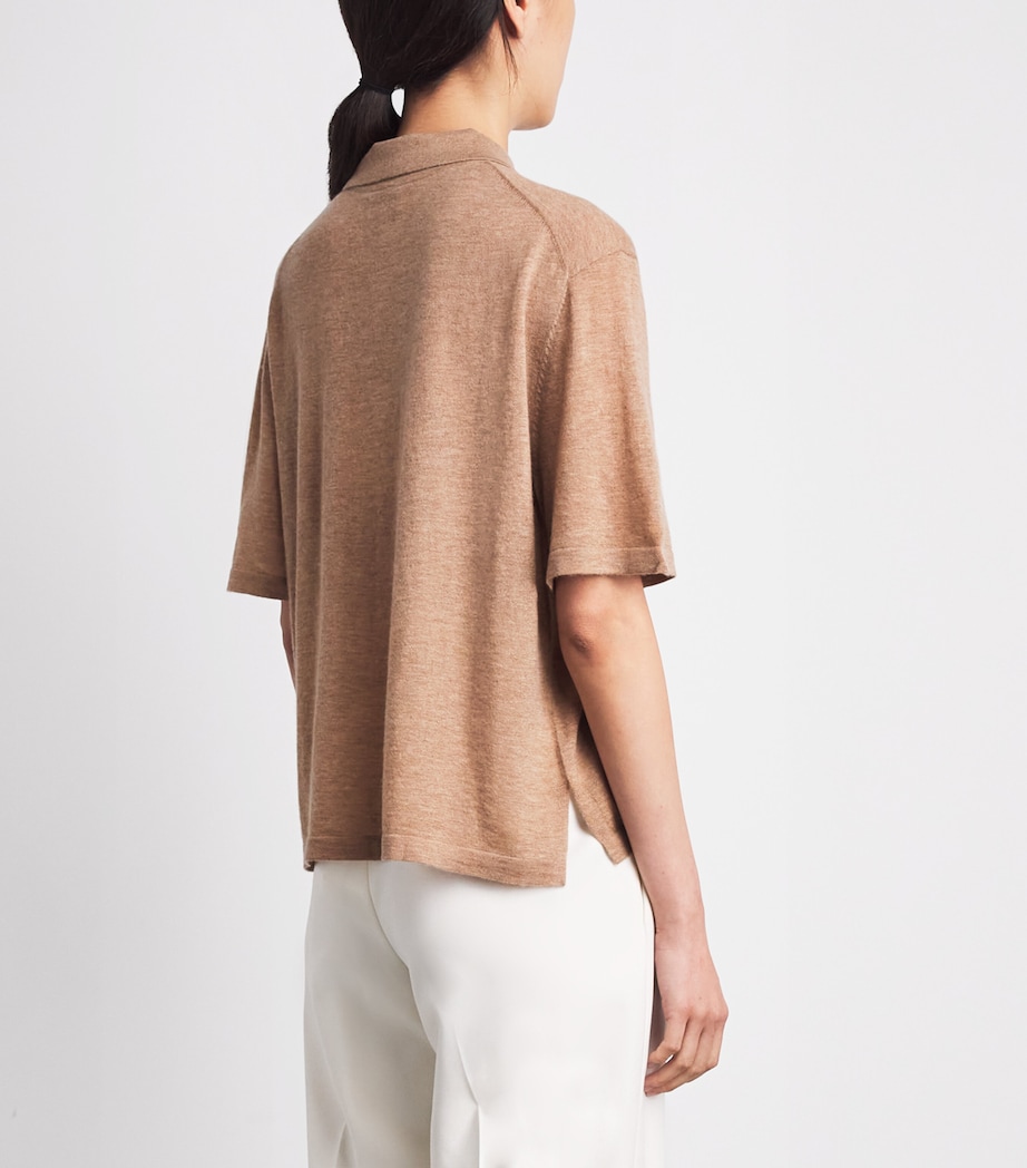 ME+EM Womens Cashmere Knit Short-Sleeve Shirt Camel Melange Image 5