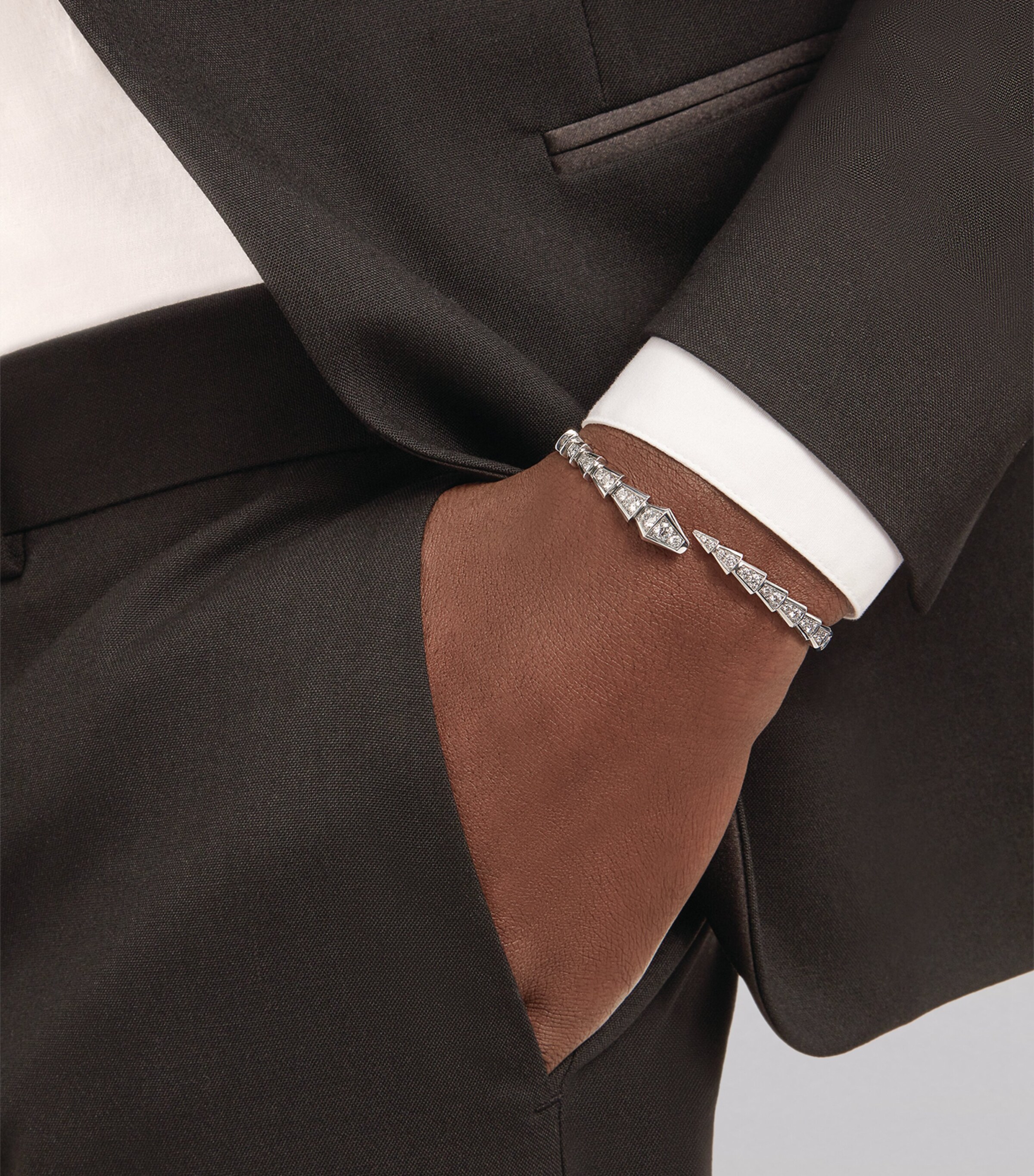 Medium White Gold and Diamond Serpenti Viper Bracelet WHITE GOLD Image 5