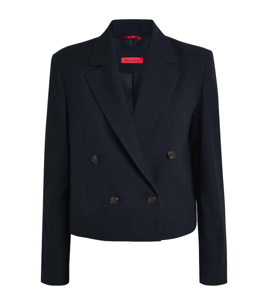 MAX&Co. Womens Cropped Flannel Blazer Navy Image 1
