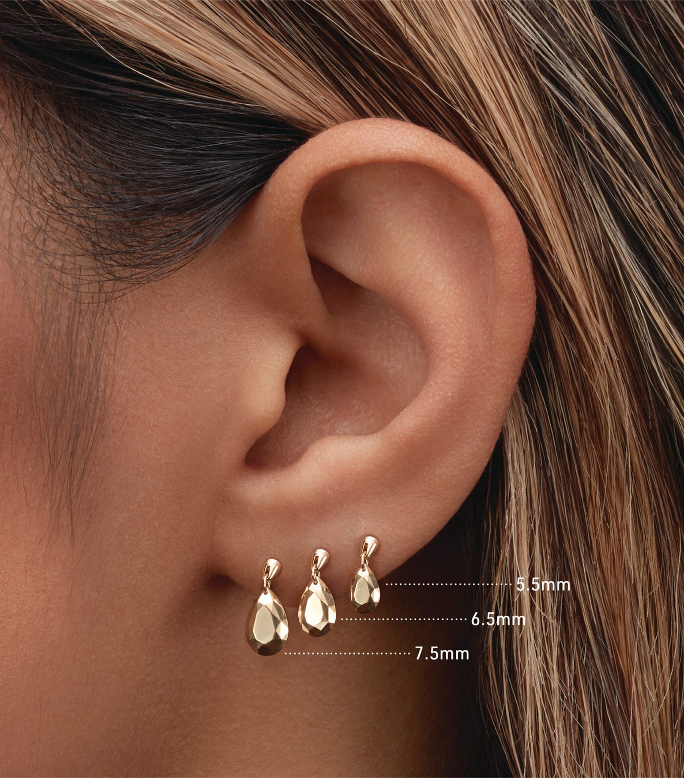 Faceted Pear Threaded Charm Earring (6.5mm) WHITE GOLD Image 2
