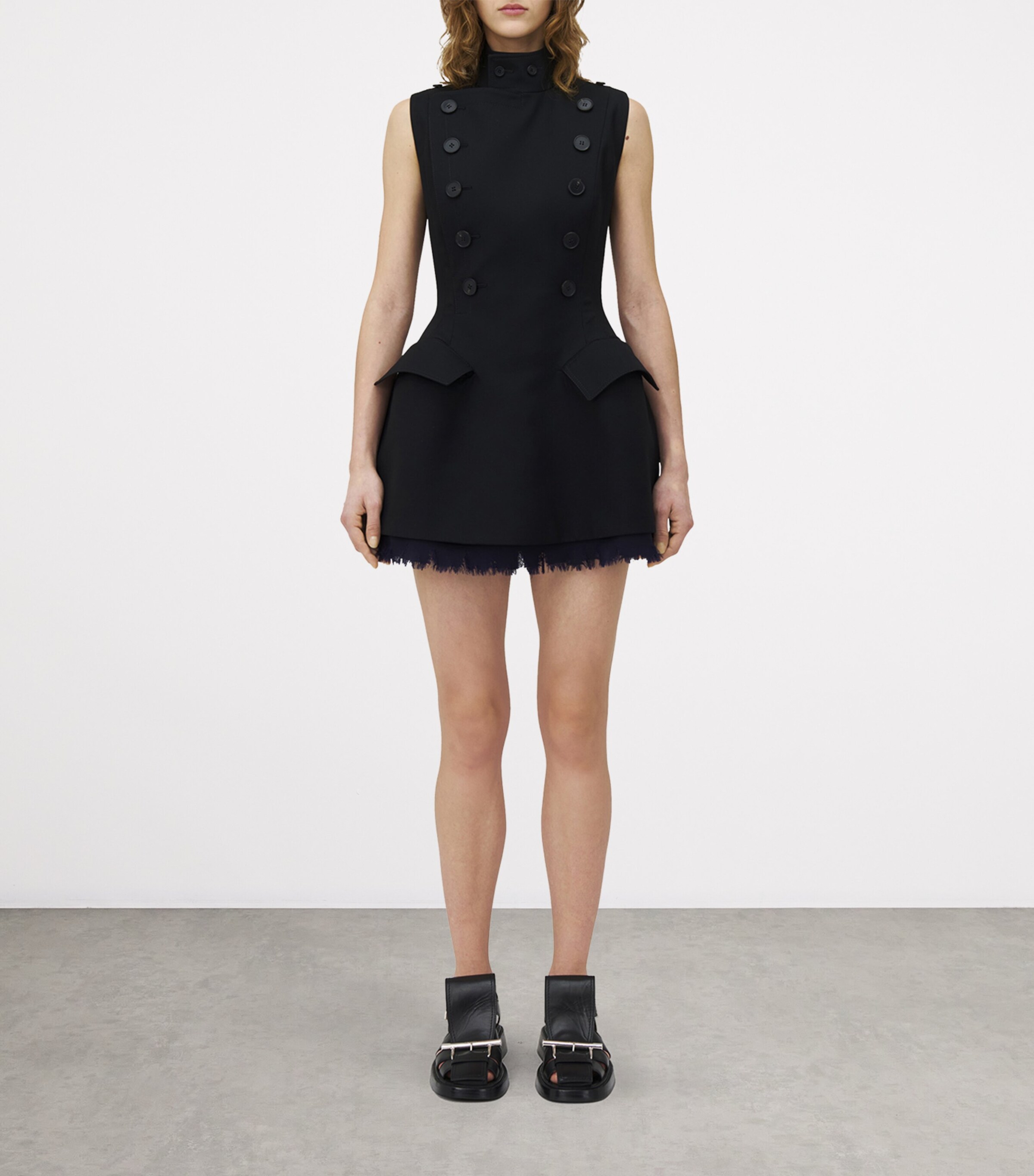 ワンピース ALEXANDER MCQUEEN WOOL MINI DRESS Alexander McQueen Wool Mini Dress | Black | FARFETCH