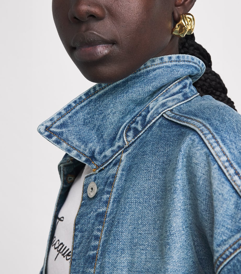 Jacquemus Womens Curved Denim Jacket Blue/tabac Image 3