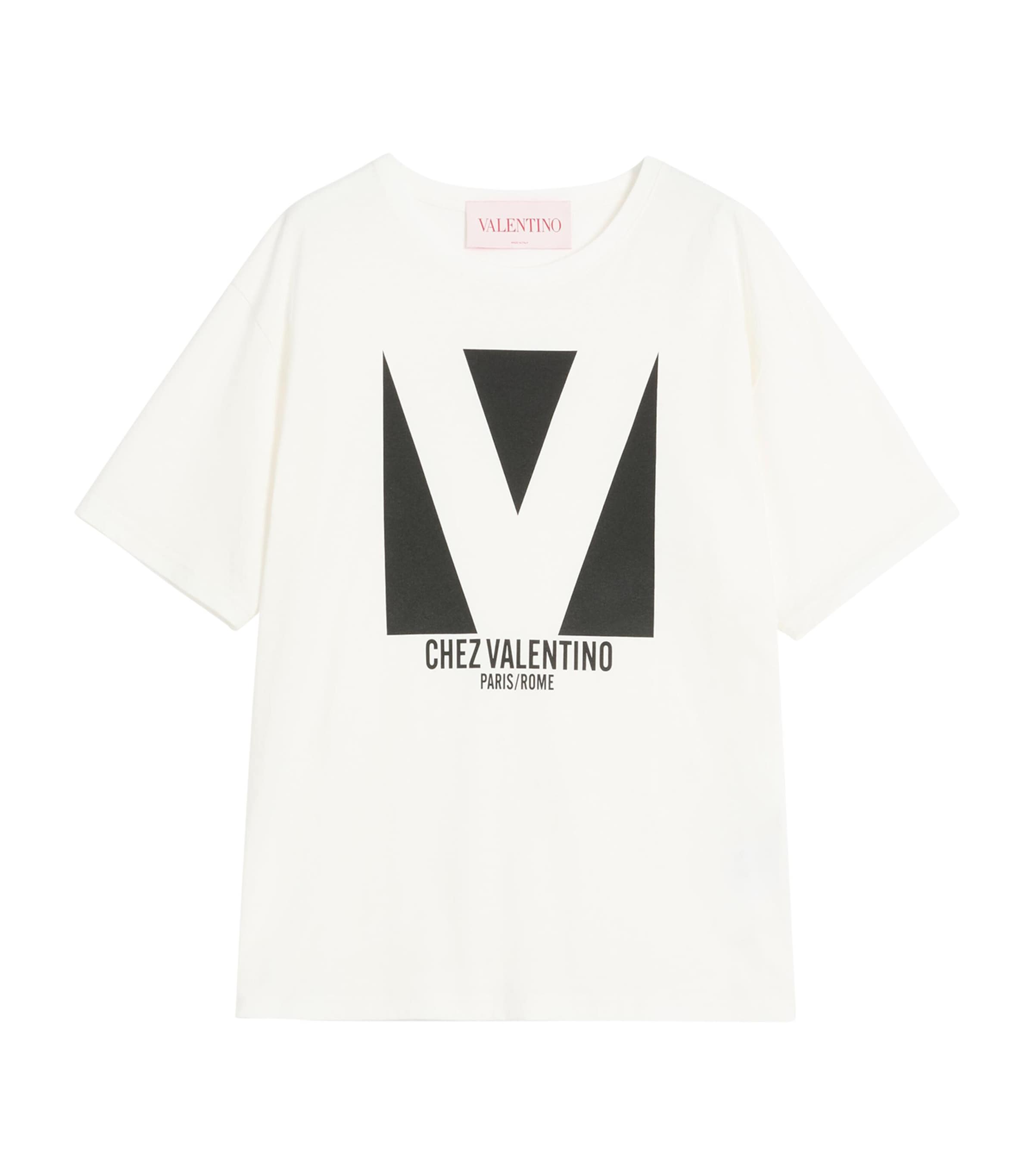 Shop Valentino Cotton Logo T-shirt In Ivory