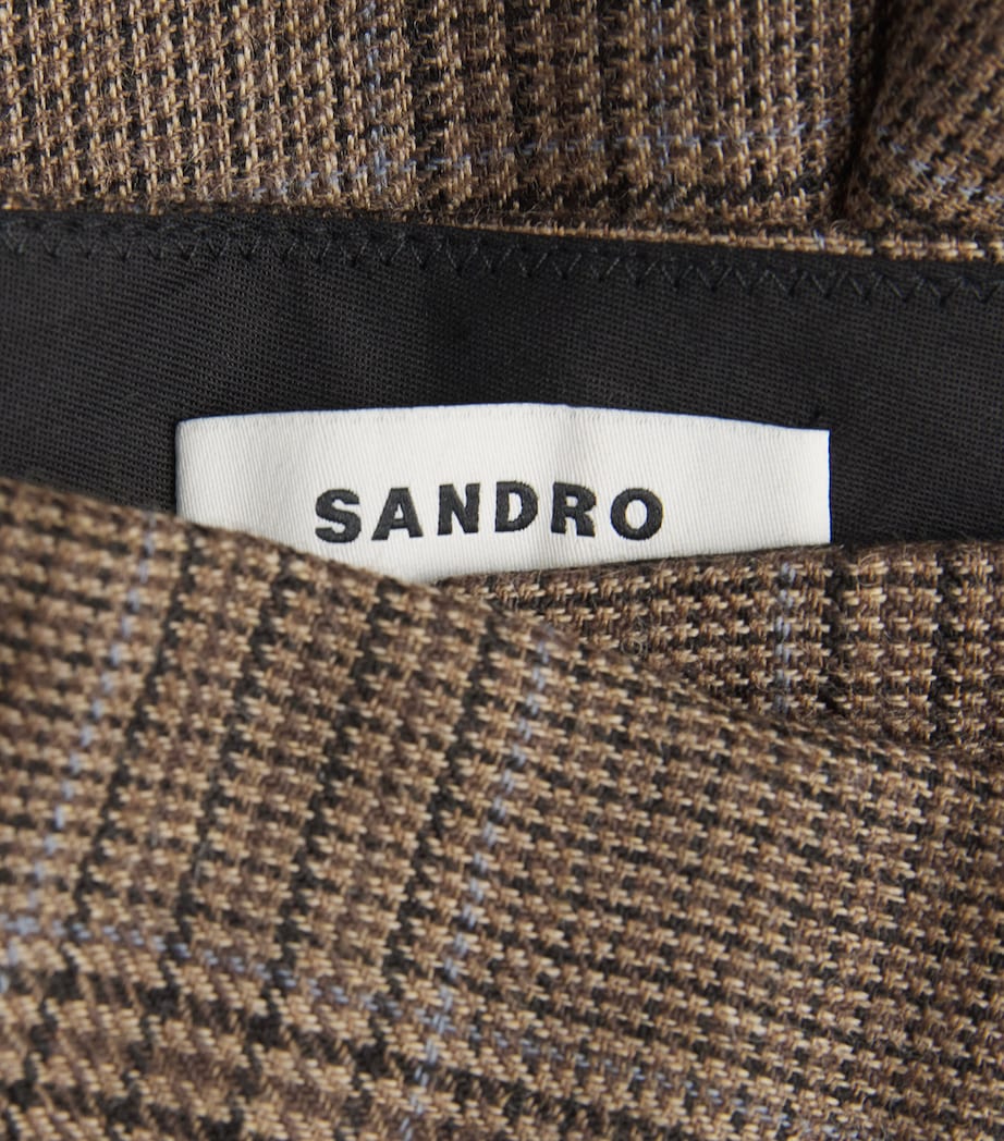 Sandro Paris Womens Wool Check Shorts Caramel Image 6