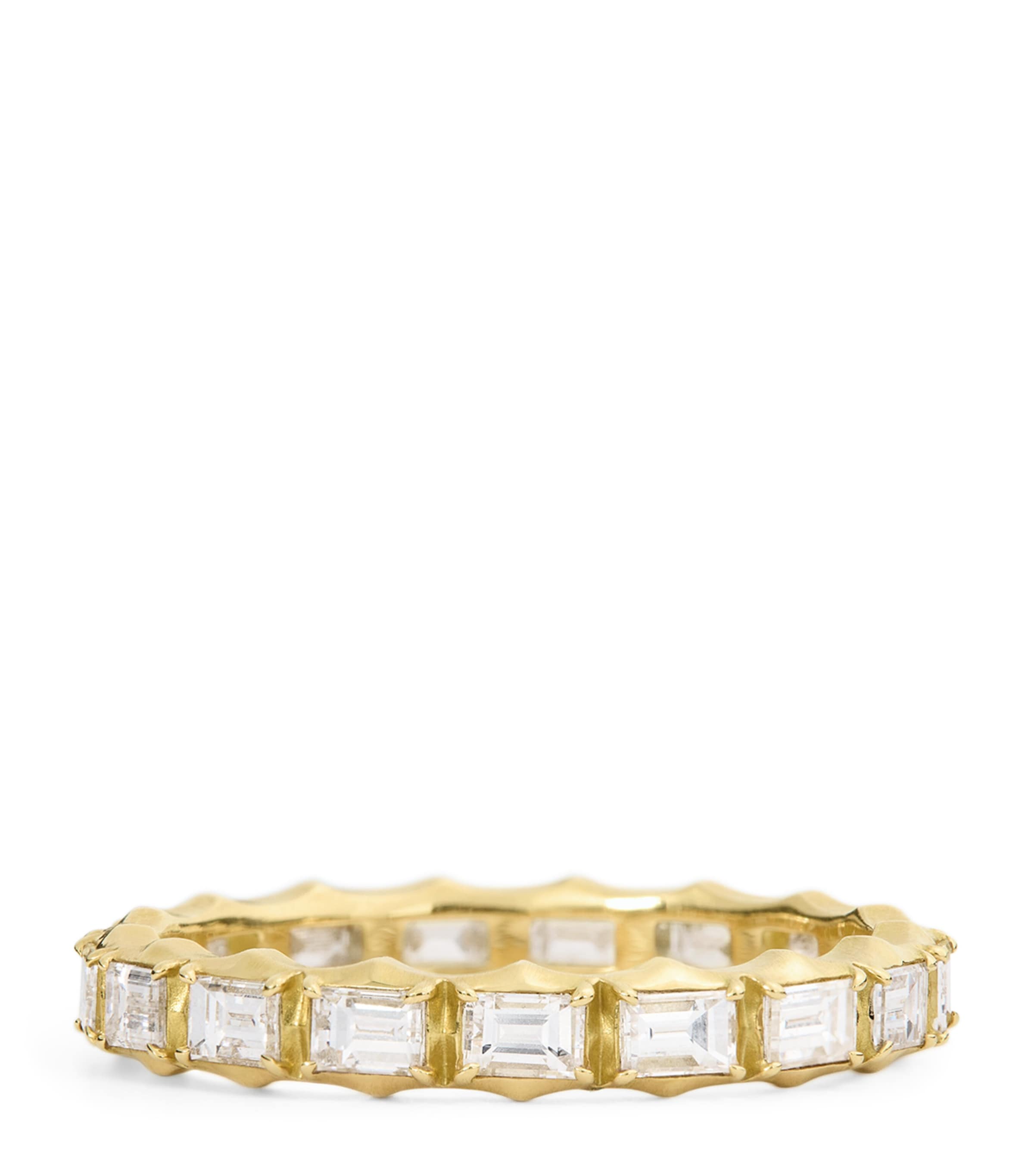 Jade Trau Yellow Gold And Diamond Large Vanguard Eternity Band In Gold