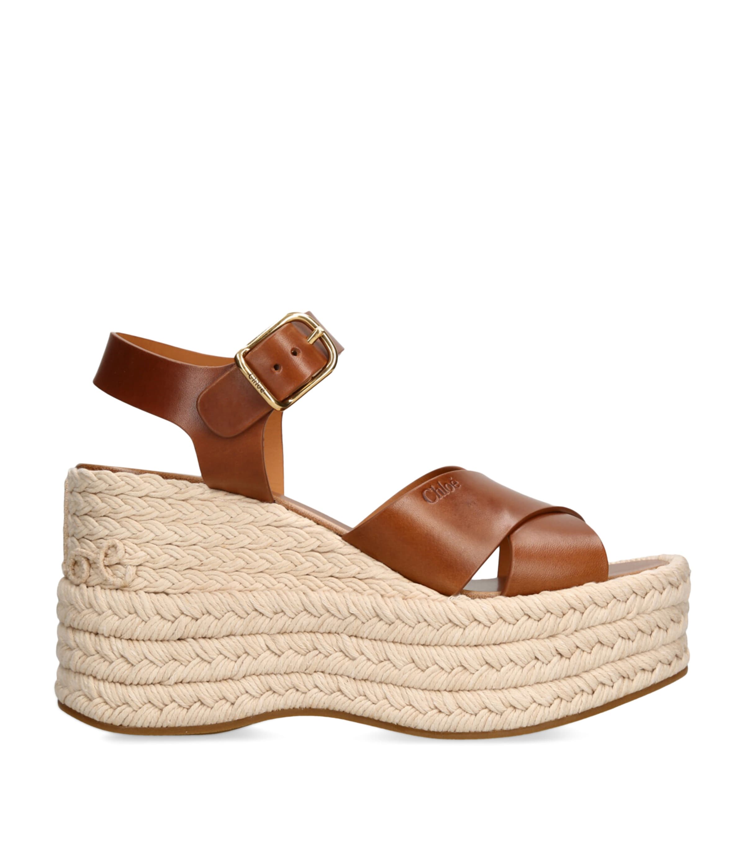 Chloé Espadrilles Compensées Isla Femme Brun Taille 36 100% Cuir De Veau In Brown