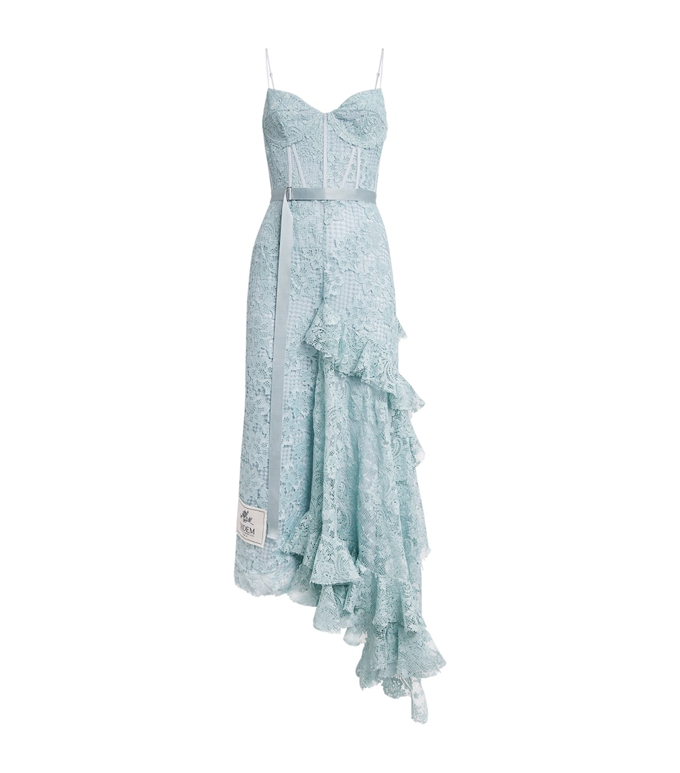 Erdem Floral Lace Midi Dress Sky Blue
