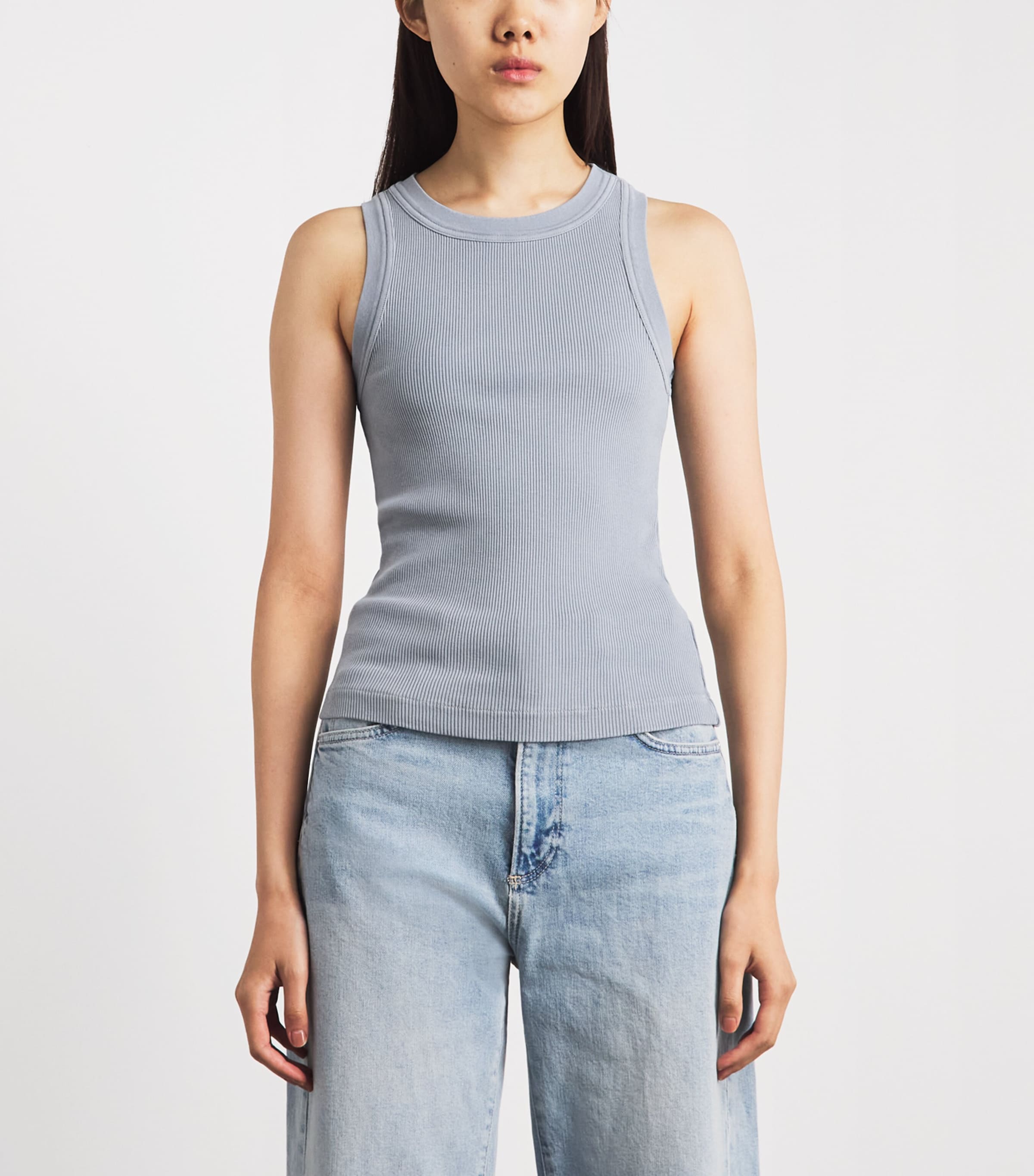 Citizens of Humanity Womens Ribbed Isabel Tank Top Hema Blue Grey Image 4