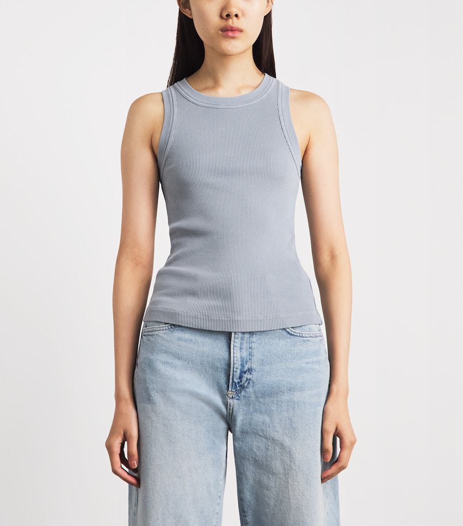 Citizens of Humanity Womens Ribbed Isabel Tank Top Hema Blue Grey Image 4