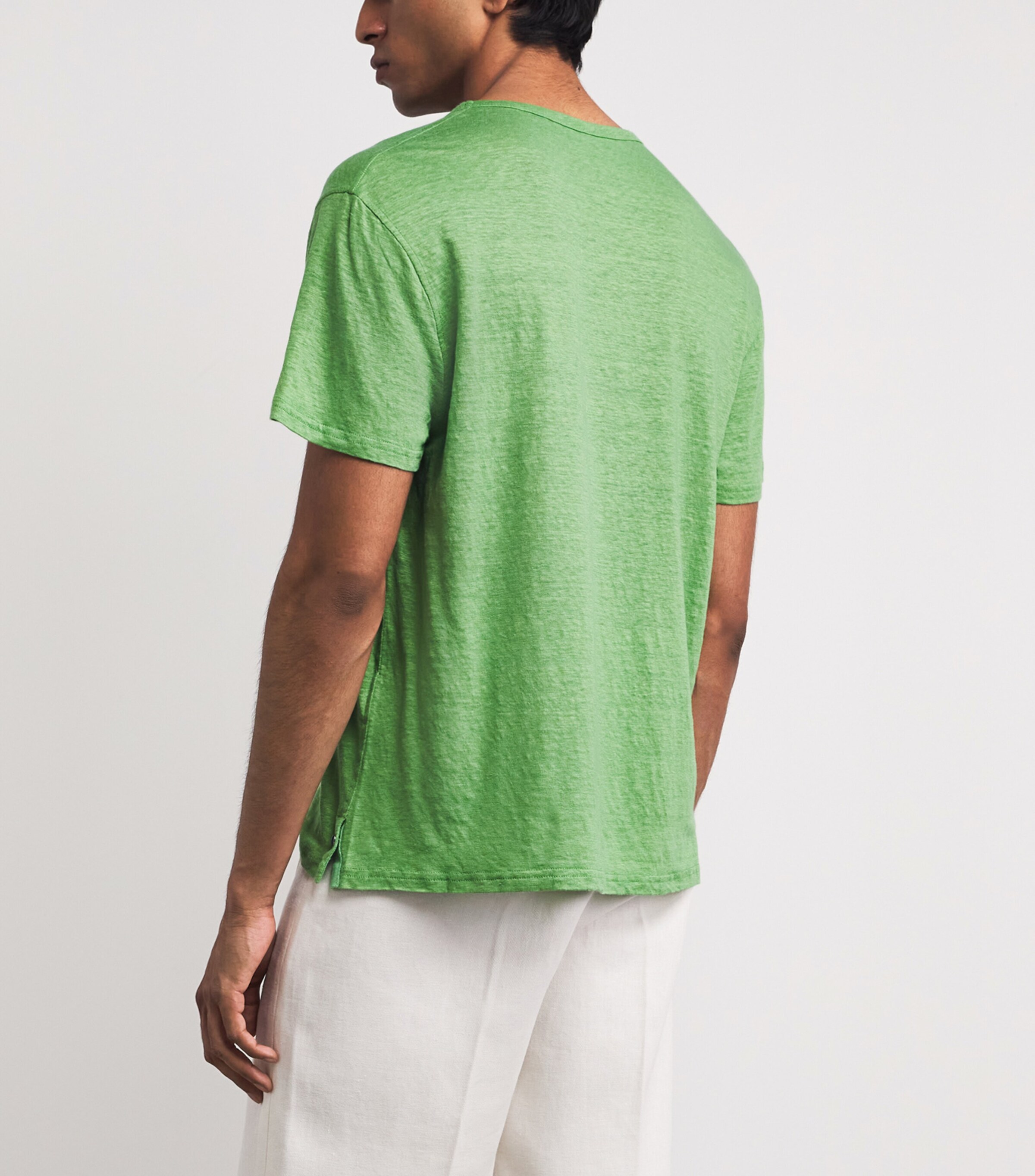 GOD'S TRUE CASHMERE Mens Linen Signature T-Shirt Lapis Lazuli Image 5