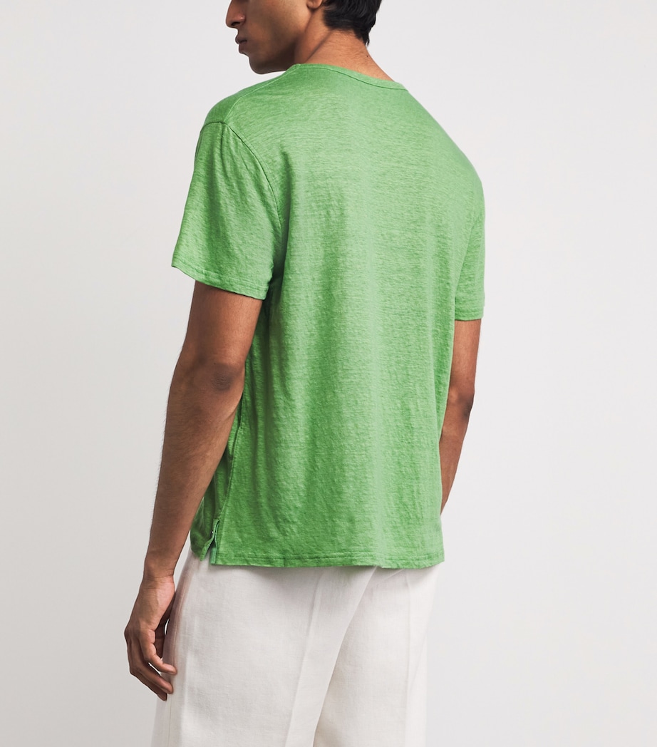 GOD'S TRUE CASHMERE Mens Linen Signature T-Shirt Lapis Lazuli Image 5