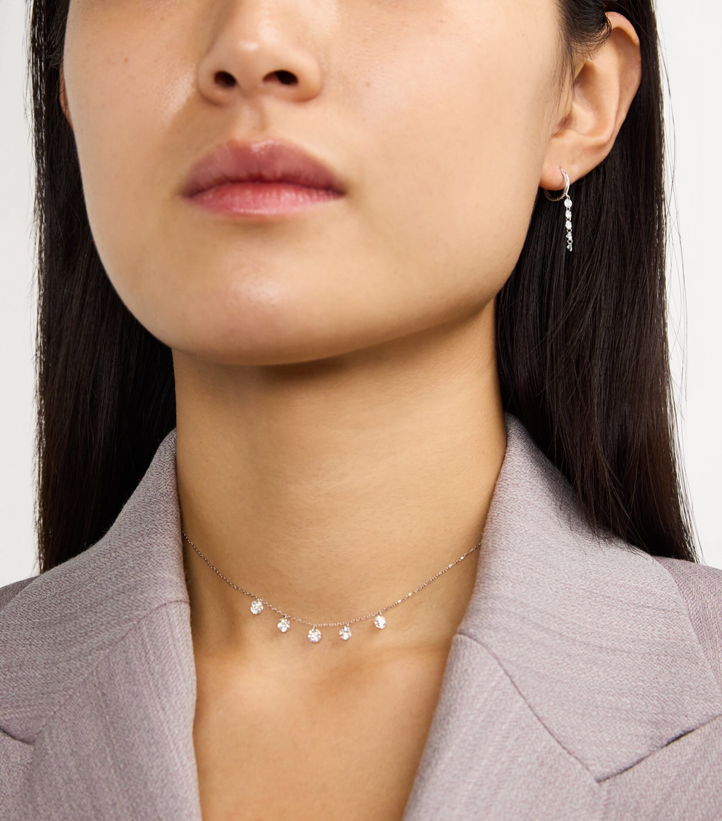 White Gold and Diamond Danaé Single Hoop Earring WHITE GOLD Image 2