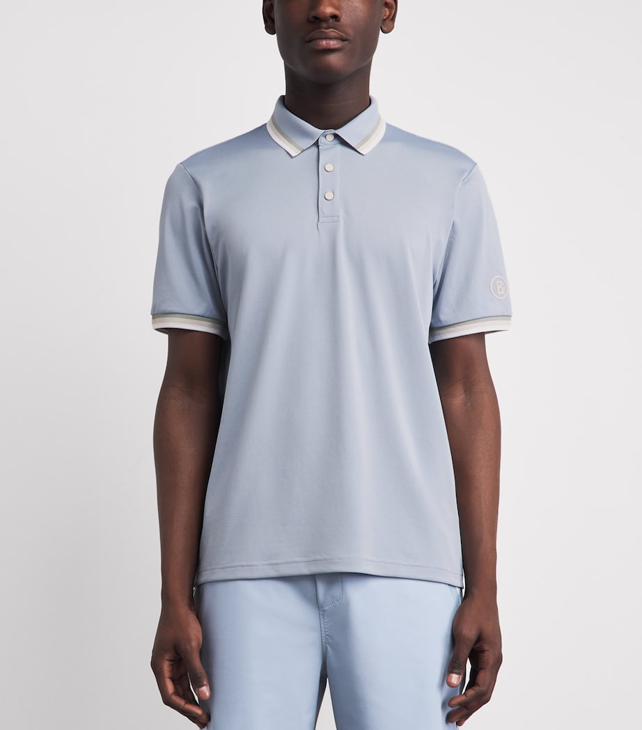 Bogner Mens Stripe-Trim Arik Polo Shirt Fog Image 4