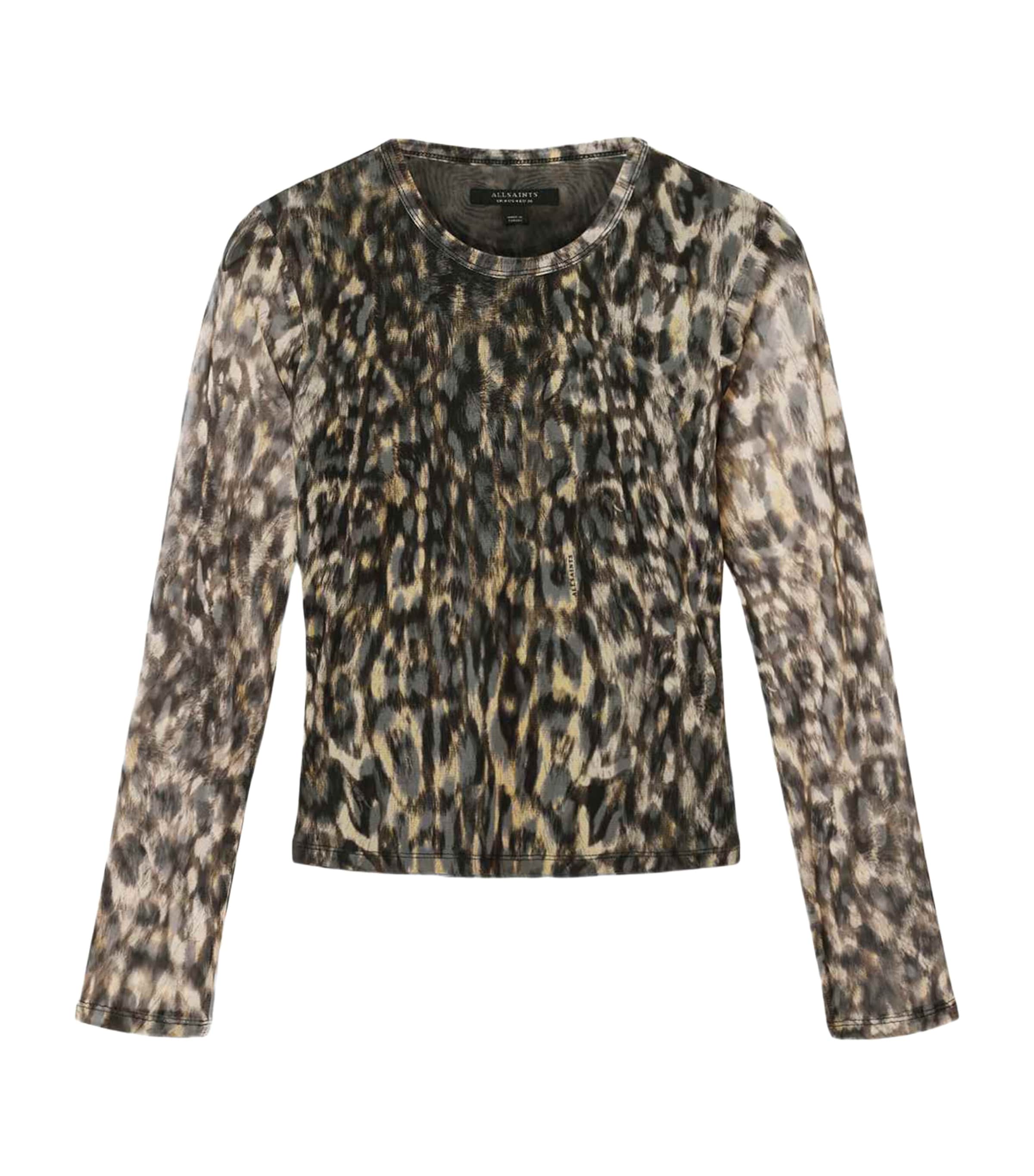 AllSaints Womens Mesh Ellie T-Shirt Leppo Brown Image 1