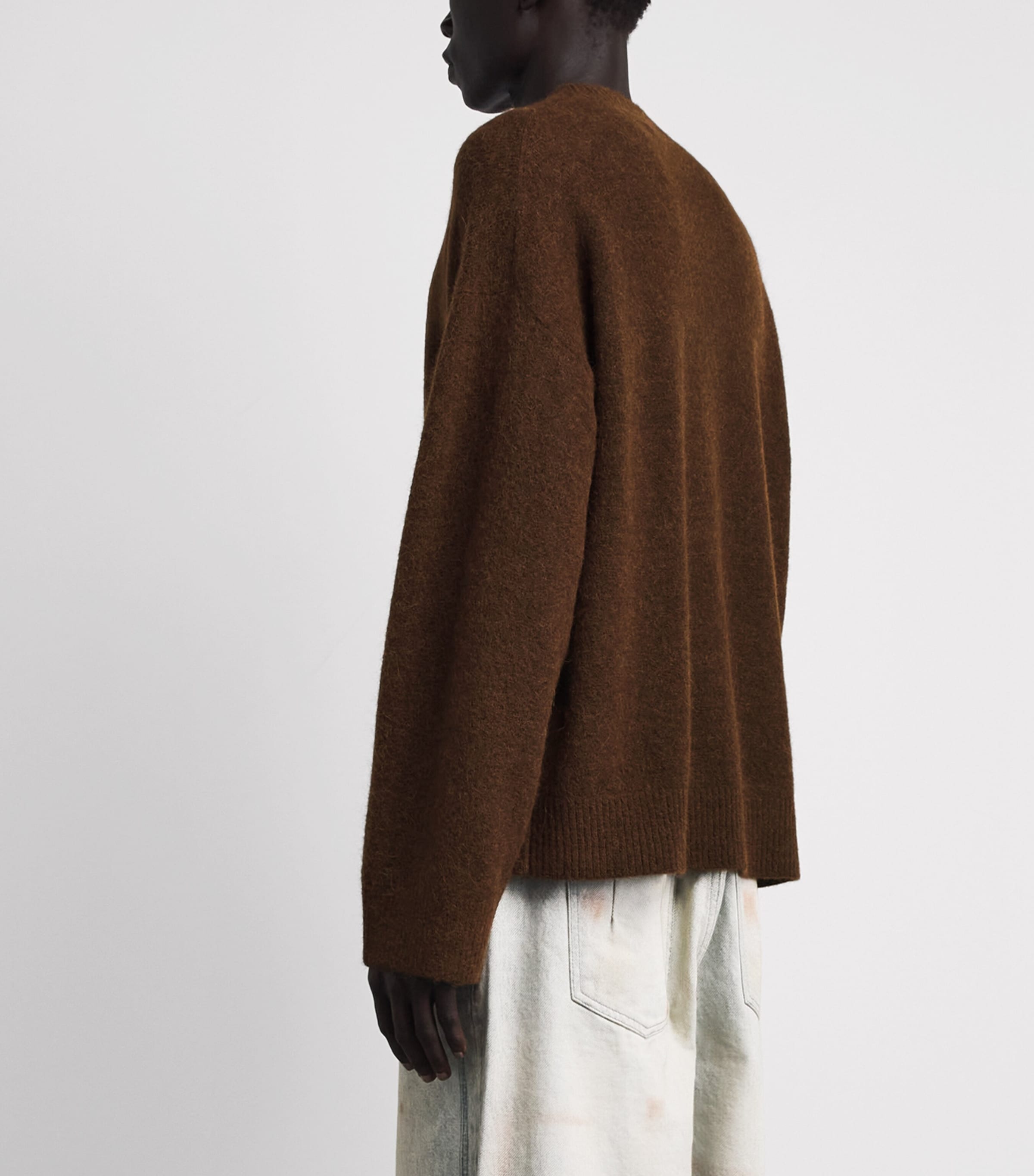 Represent Mens Wool-Blend Logo Sweater Chocolate Image 5